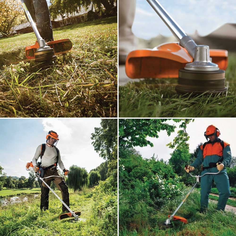 Motocoasă Stihl FS 56, benzină, 1,1CP, motor 2T, cuțit iarbă (inclus) și cap tăietor cu fir (opțional)