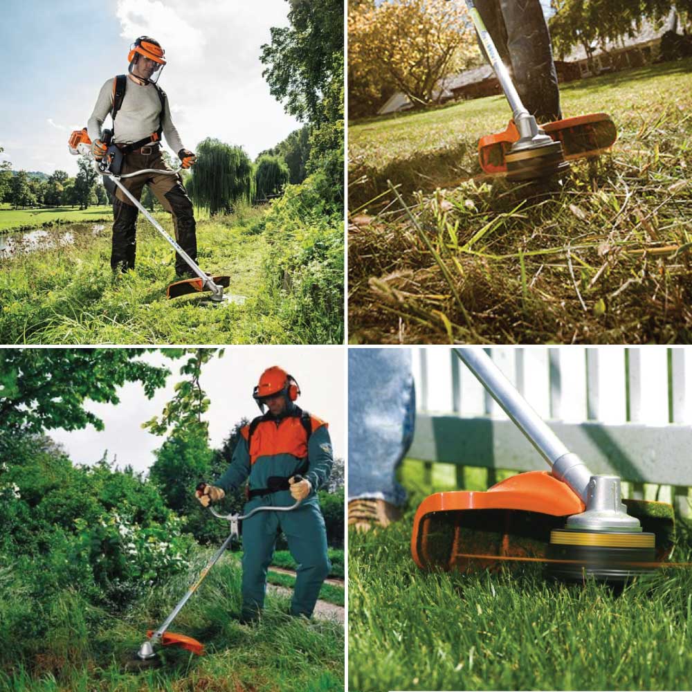 Motocoasă Stihl FS 70 C-E, benzină, 1,2CP, motor 2T, tehnologie 4-MIX, cuțit iarbă (inclus) și cap tăietor cu fir (opțional)