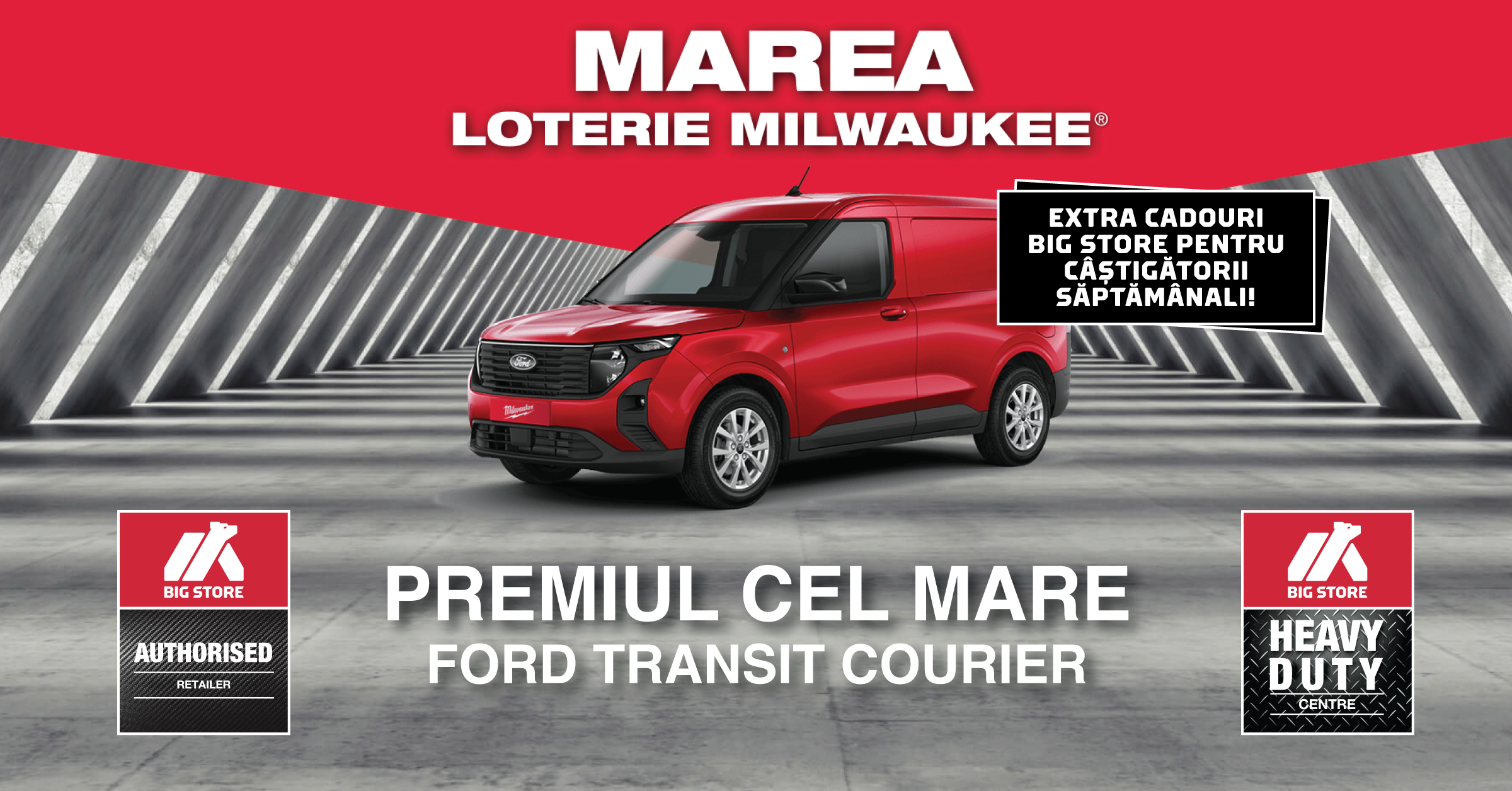 LOTERIA MILWAUKEE: Câștigă un Ford Transit Courier și multe alte premii