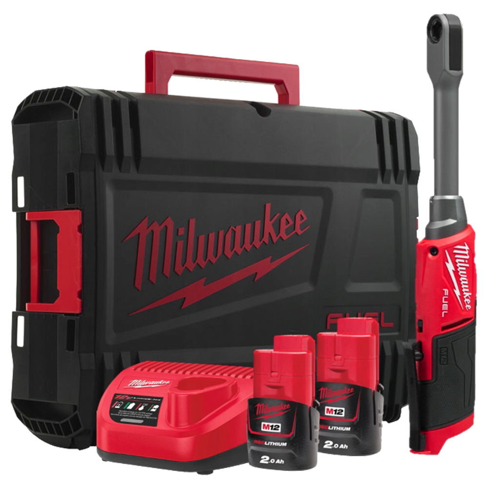 Antrenor cu clichet Milwaukee M12 FPTR-202X, FUEL™ INSIDER™ PASS-THROUGH, 2 x acumulator M12 B2, 1 x încărcător C12 C, 1 x cutie HD, cod 4933499411