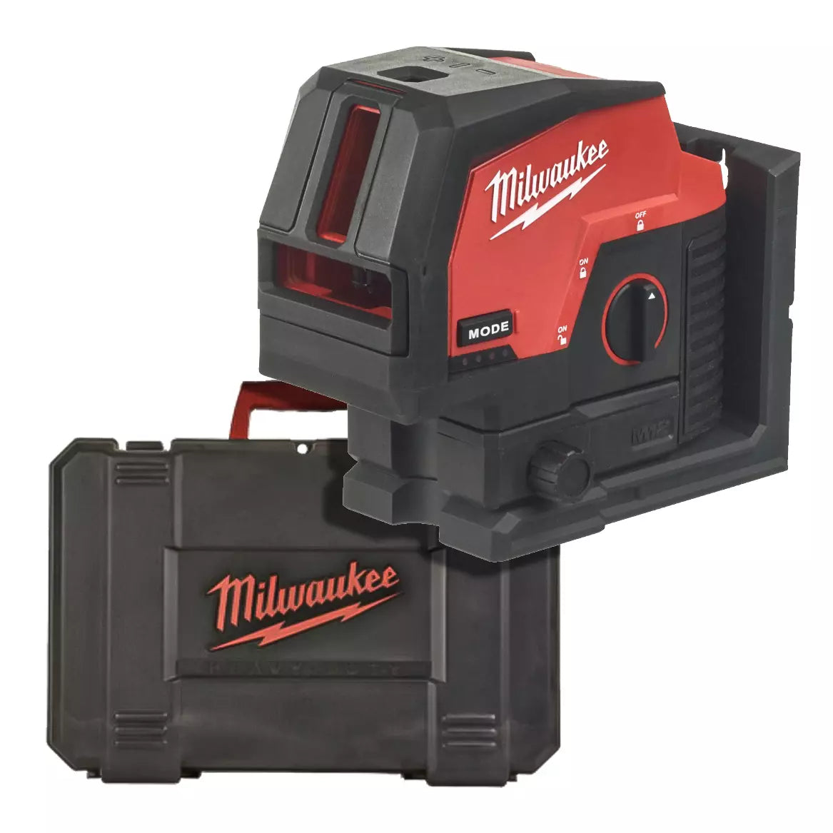 Nivelă laser 12V, fascicul verde, linie transversală, funcție fir cu plumb, Milwaukee M12 CLLP-0C, cod 4933478101, fără acumulator, fără încărcător, Kitbox