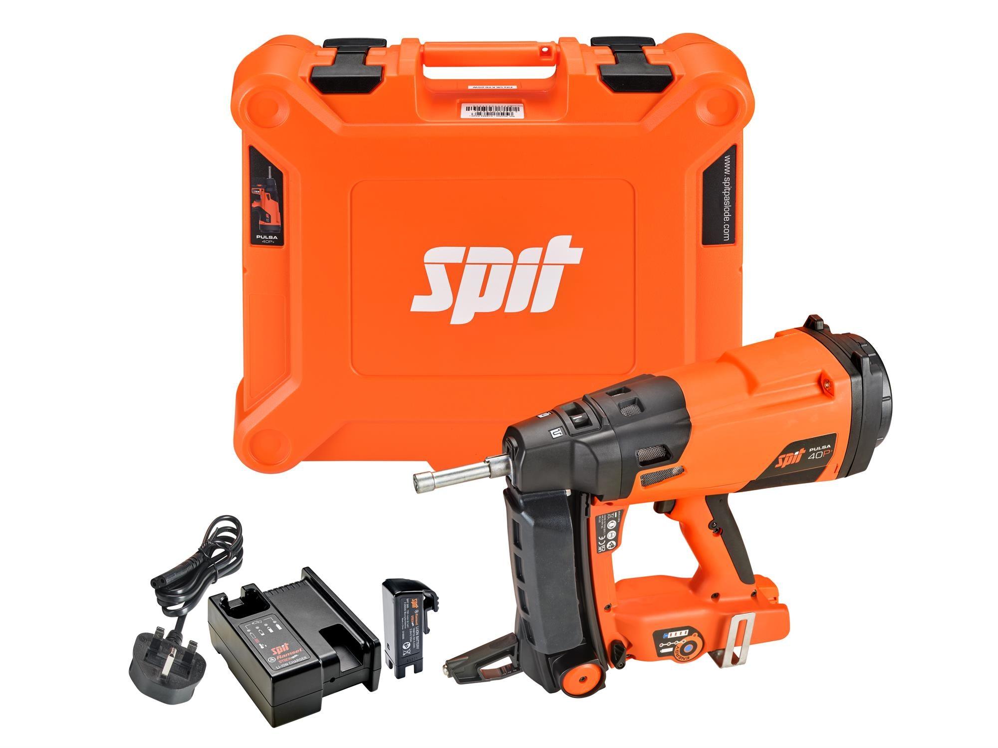 Pistol de cuie cu gaz SPIT PULSA 40P cu acumulator și stație de încărc