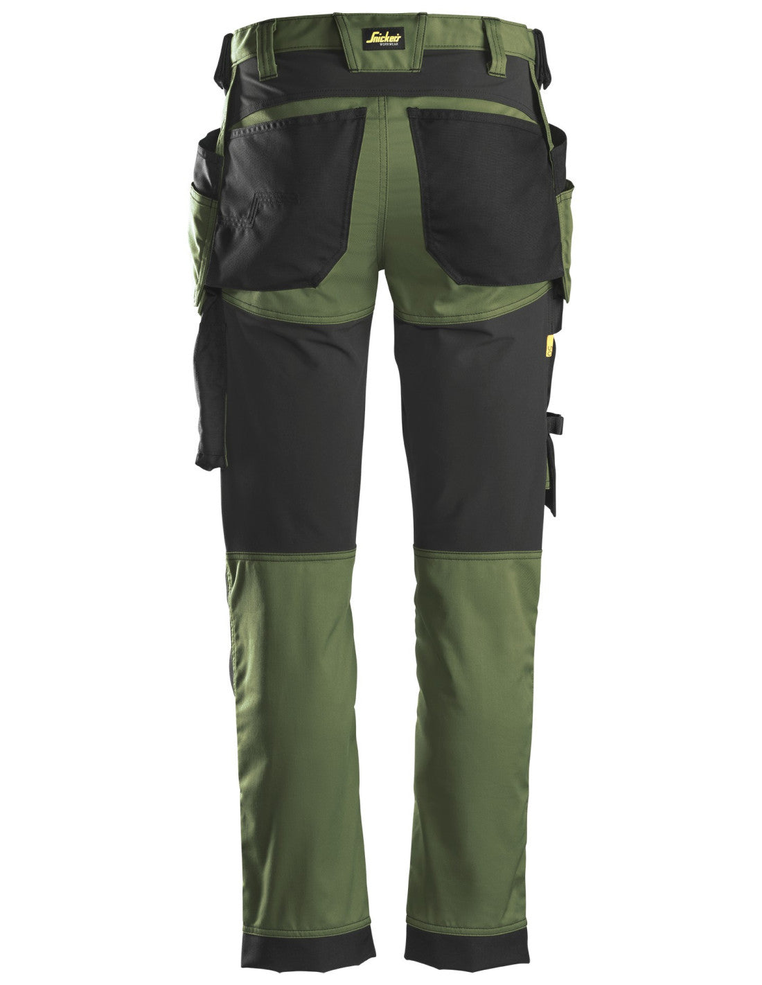 Pantaloni de lucru, stretch, cu buzunare holster, Snickers Workwear, AllroundWork, 6241, Khaki Green/Black