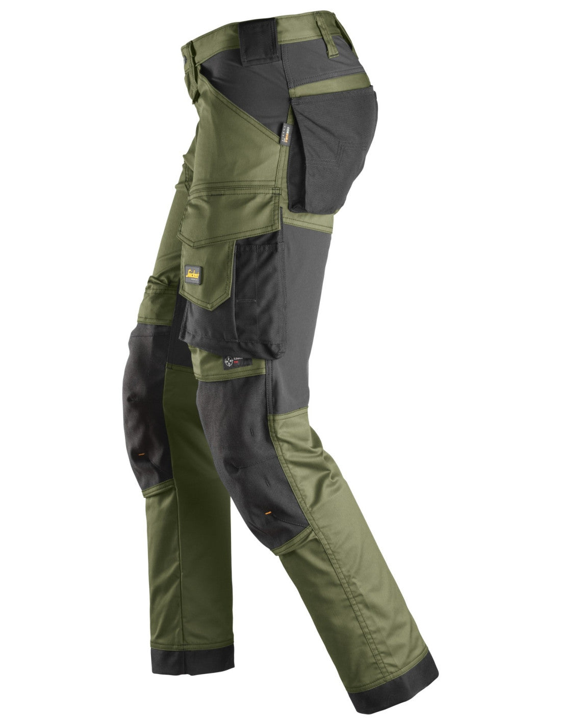 Pantaloni de lucru, stretch, Snickers Workwear, AllroundWork, 6341, Khaki Green/Black