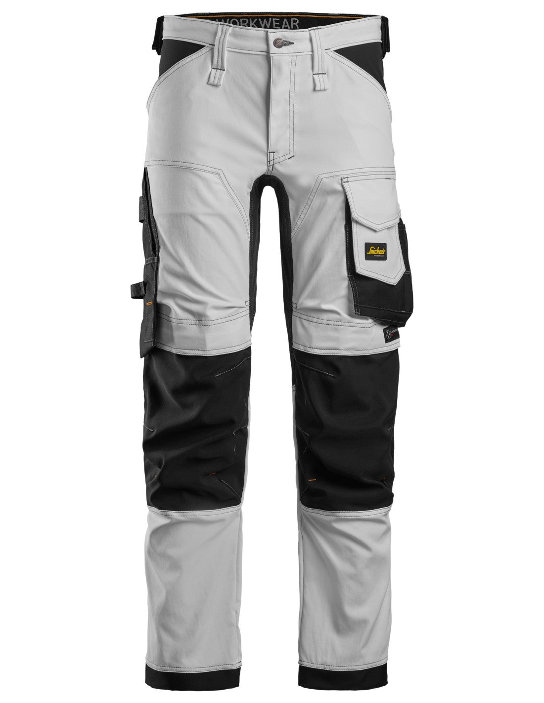 Pantaloni de lucru, stretch, Snickers Workwear, AllroundWork, 6341, White/Black