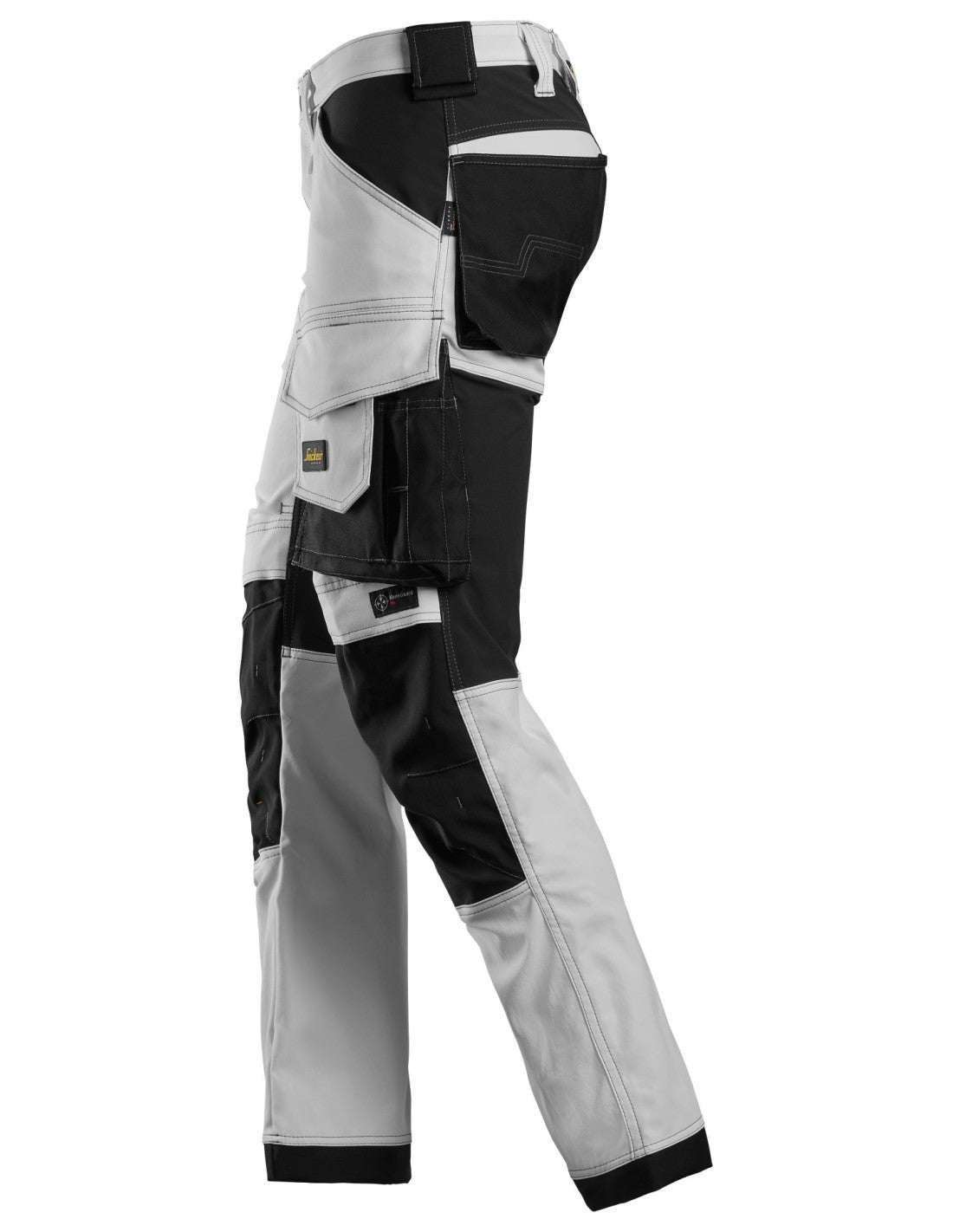Pantaloni de lucru, stretch, Snickers Workwear, AllroundWork, 6341, White/Black