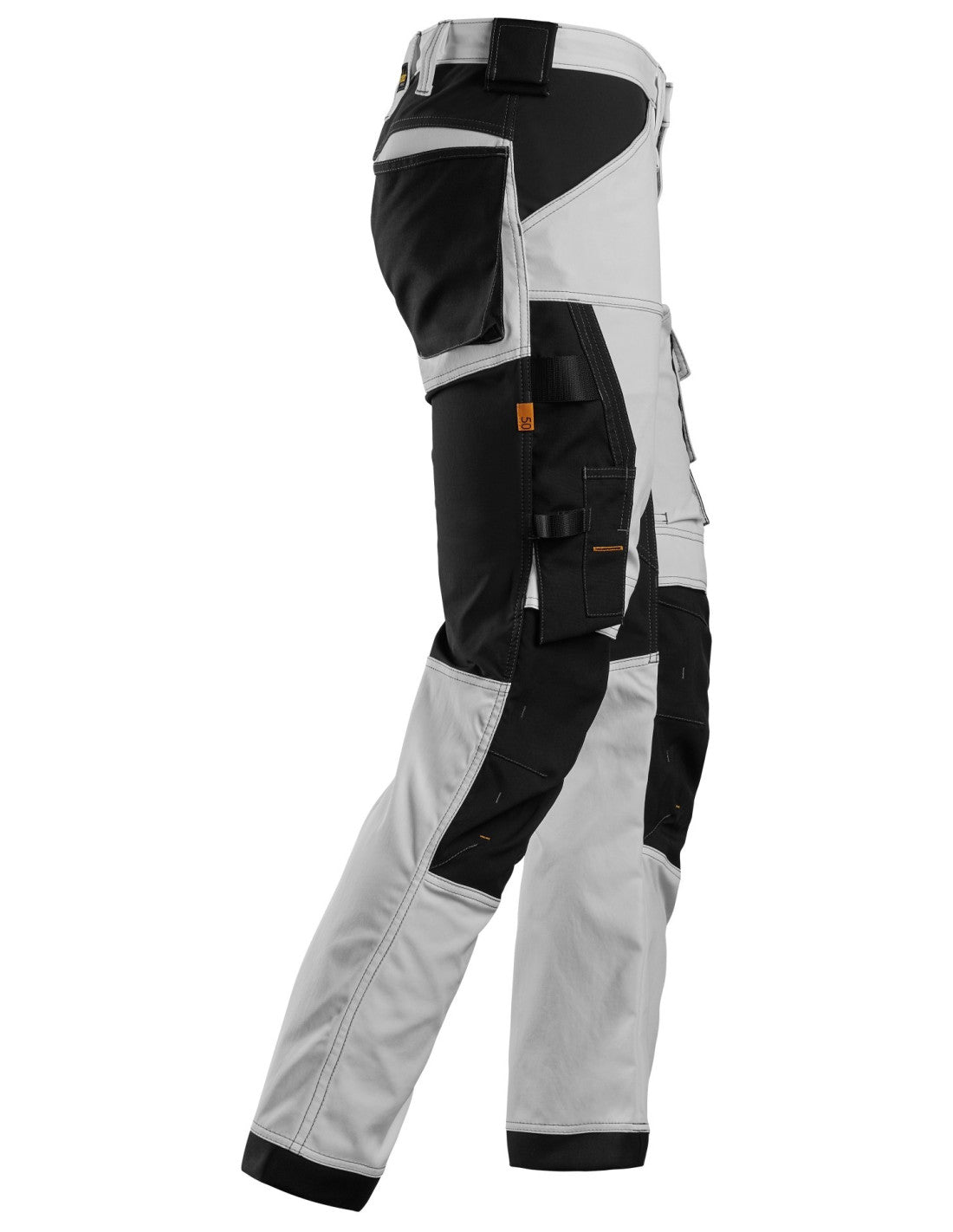 Pantaloni de lucru, stretch, Snickers Workwear, AllroundWork, 6341, White/Black