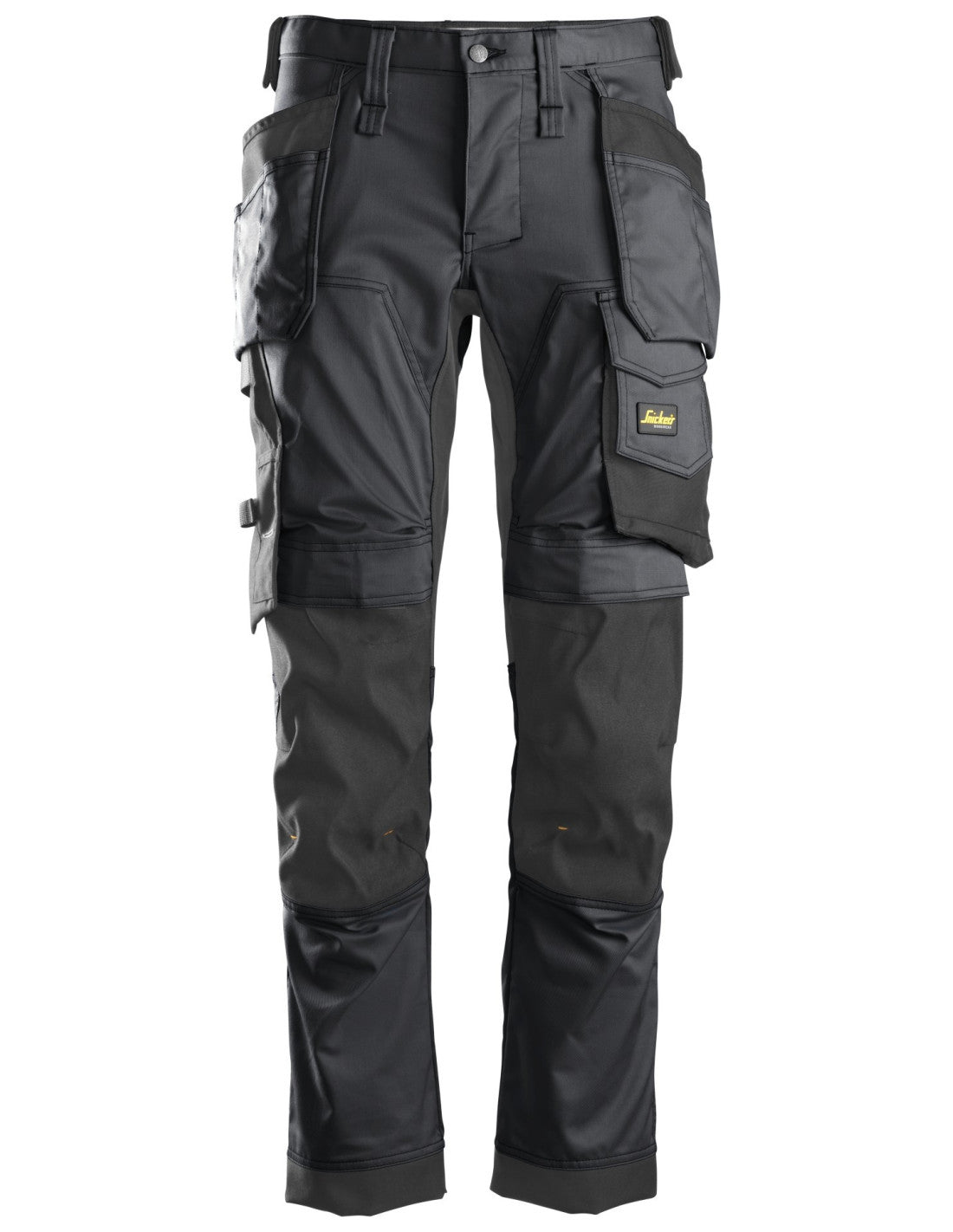 Pantaloni de lucru, stretch, cu buzunare holster, Snickers Workwear, AllroundWork, 6241, Steel Grey/Black