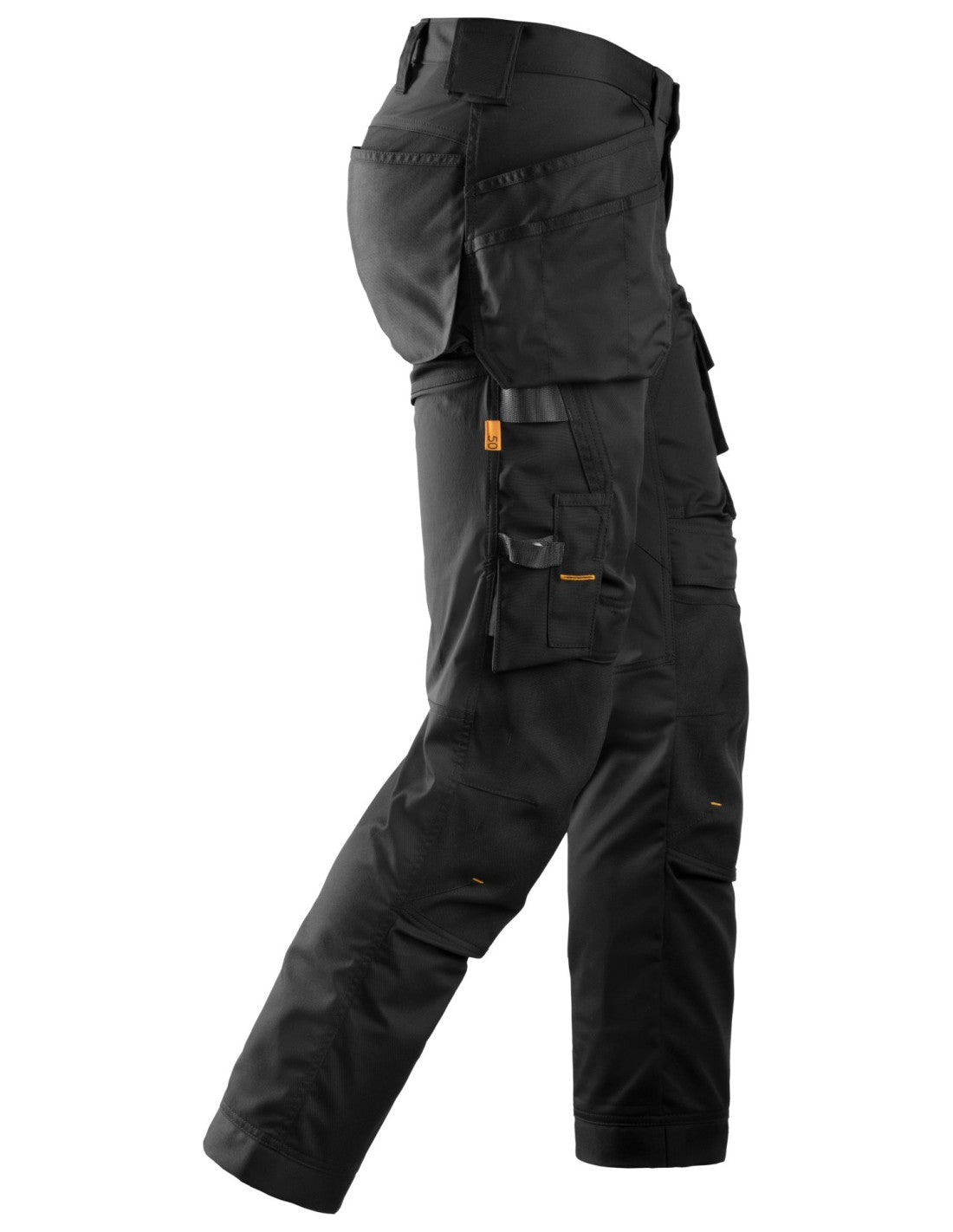 Pantaloni de lucru, stretch, cu buzunare holster, Snickers Workwear, AllroundWork, 6241, Black/Black