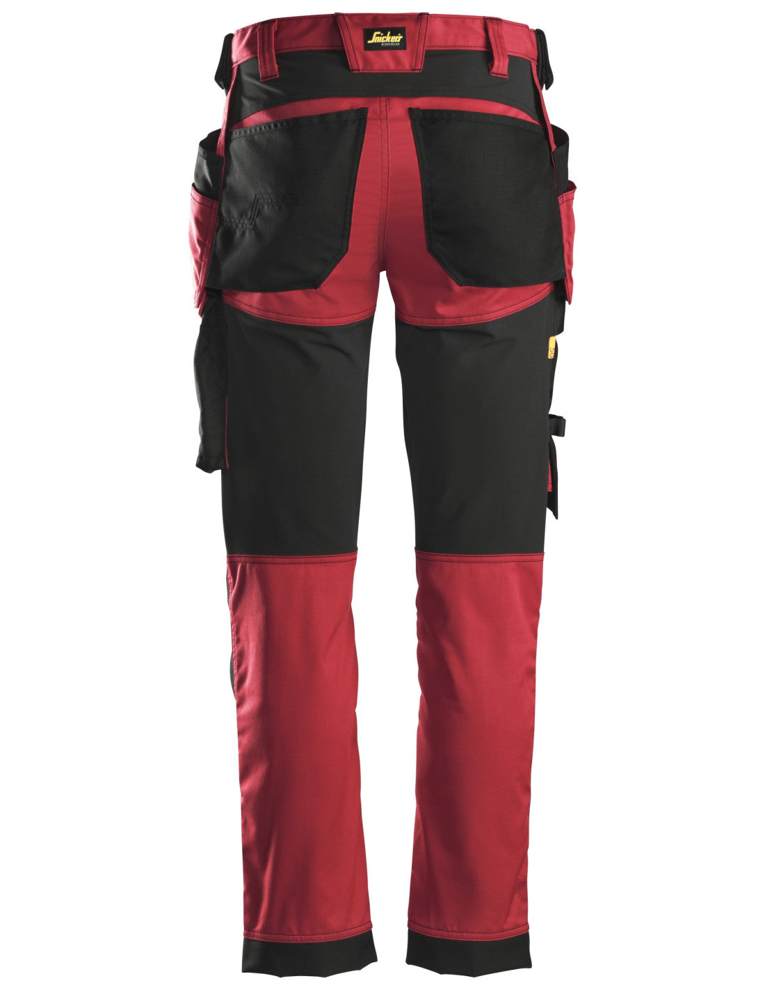 Pantaloni de lucru, stretch, cu buzunare holster, Snickers Workwear, AllroundWork, 6241, Chili Red/Black
