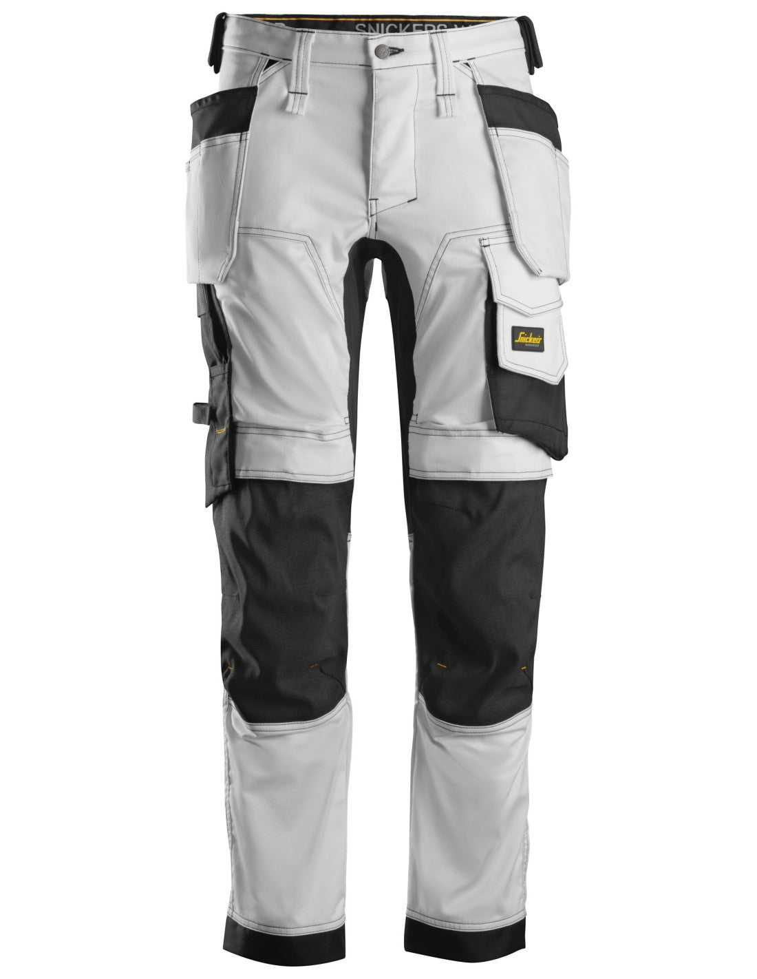 Pantaloni de lucru, stretch, cu buzunare holster, Snickers Workwear, AllroundWork, 6241, White/Black