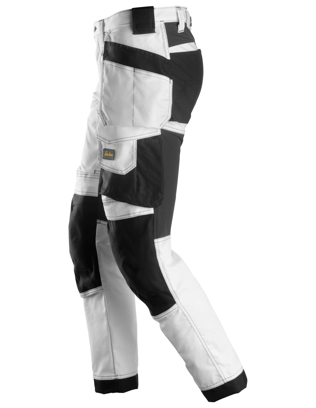 Pantaloni de lucru, stretch, cu buzunare holster, Snickers Workwear, AllroundWork, 6241, White/Black