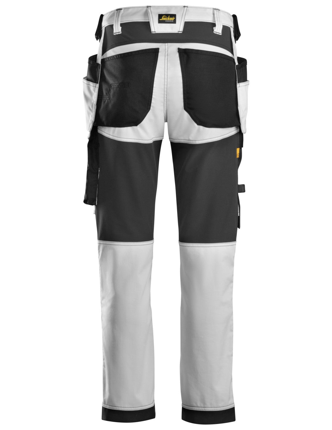 Pantaloni de lucru, stretch, cu buzunare holster, Snickers Workwear, AllroundWork, 6241, White/Black