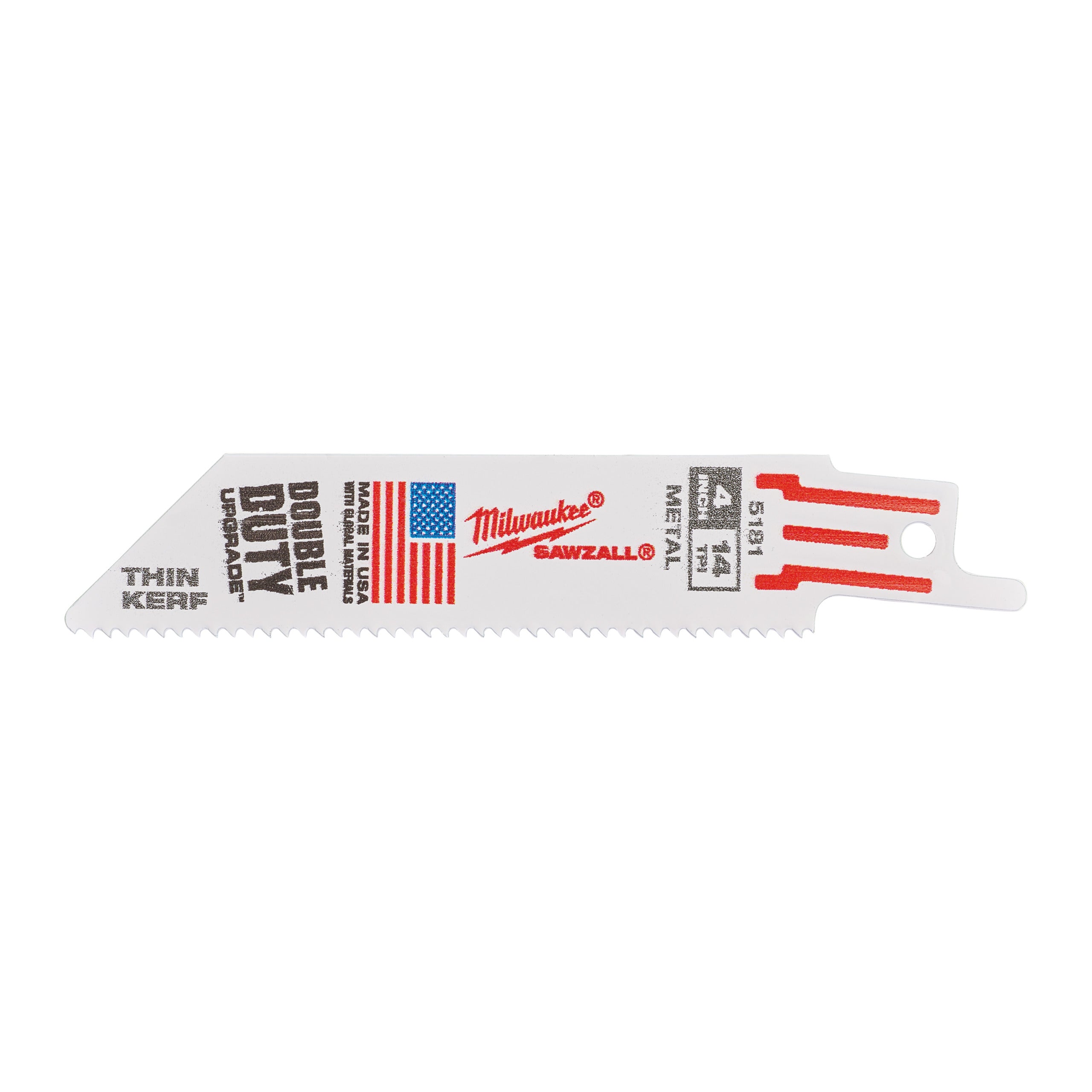 Pânză pentru fierăstrău sabie Sawzall Metal: Pânze THIN KERF Milwaukee 100mm x 14 Tpi, cod 48475181