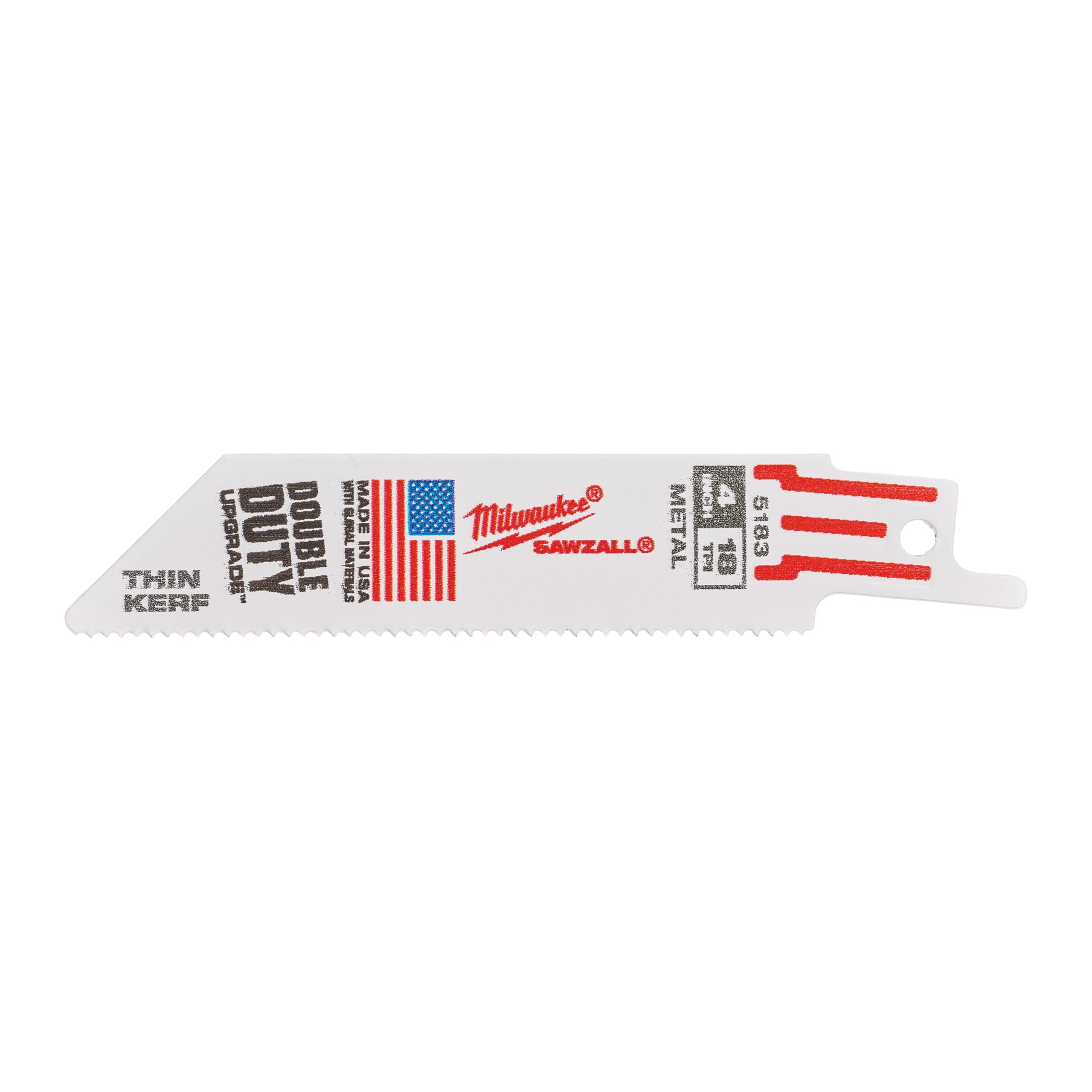Pânză pentru fierăstrău sabie Sawzall Metal: Pânze THIN KERF Milwaukee 100mm x 18 Tpi, cod 48475183
