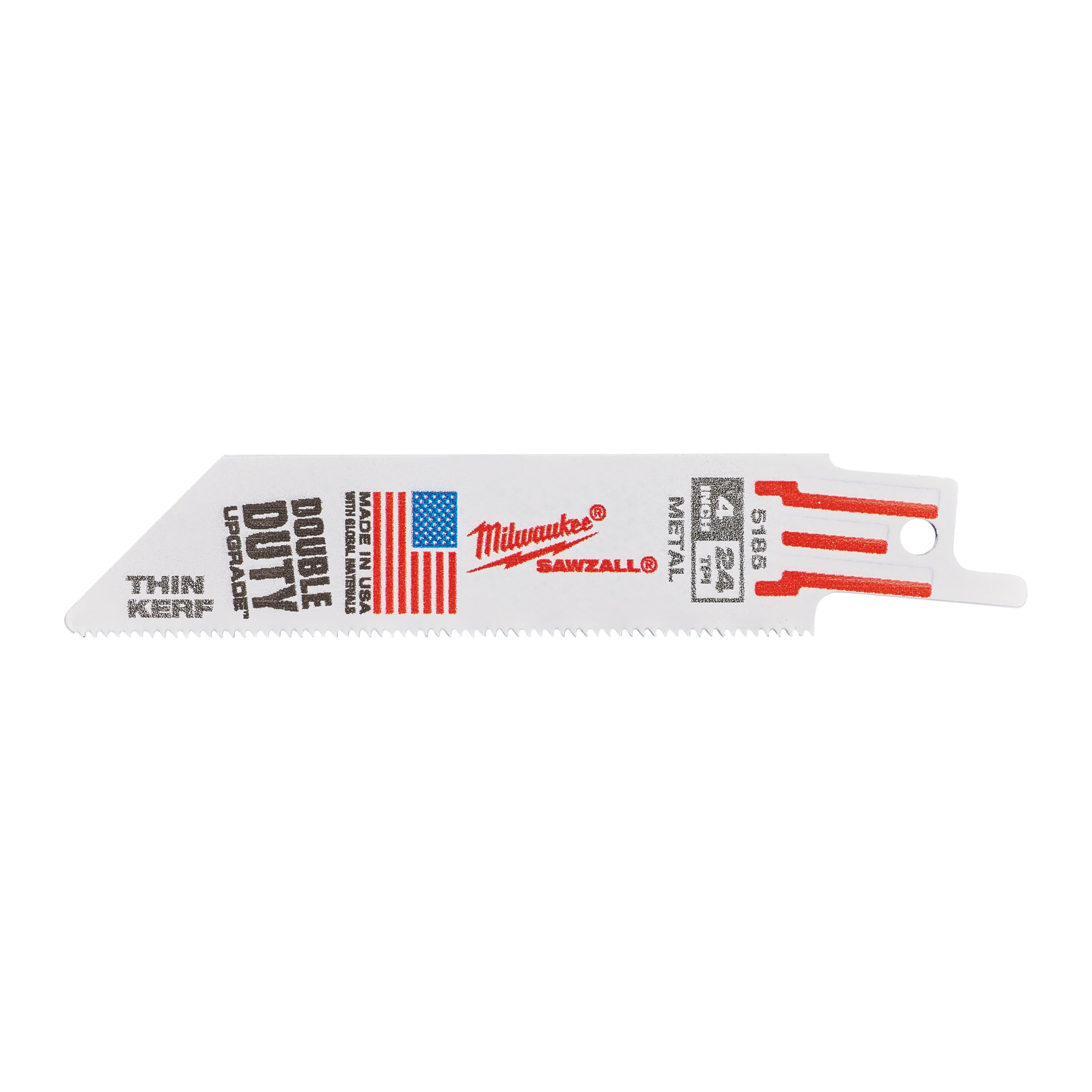Pânză pentru fierăstrău sabie Sawzall Metal: Pânze THIN KERF Milwaukee 100mm x 24 Tpi, cod 48475185