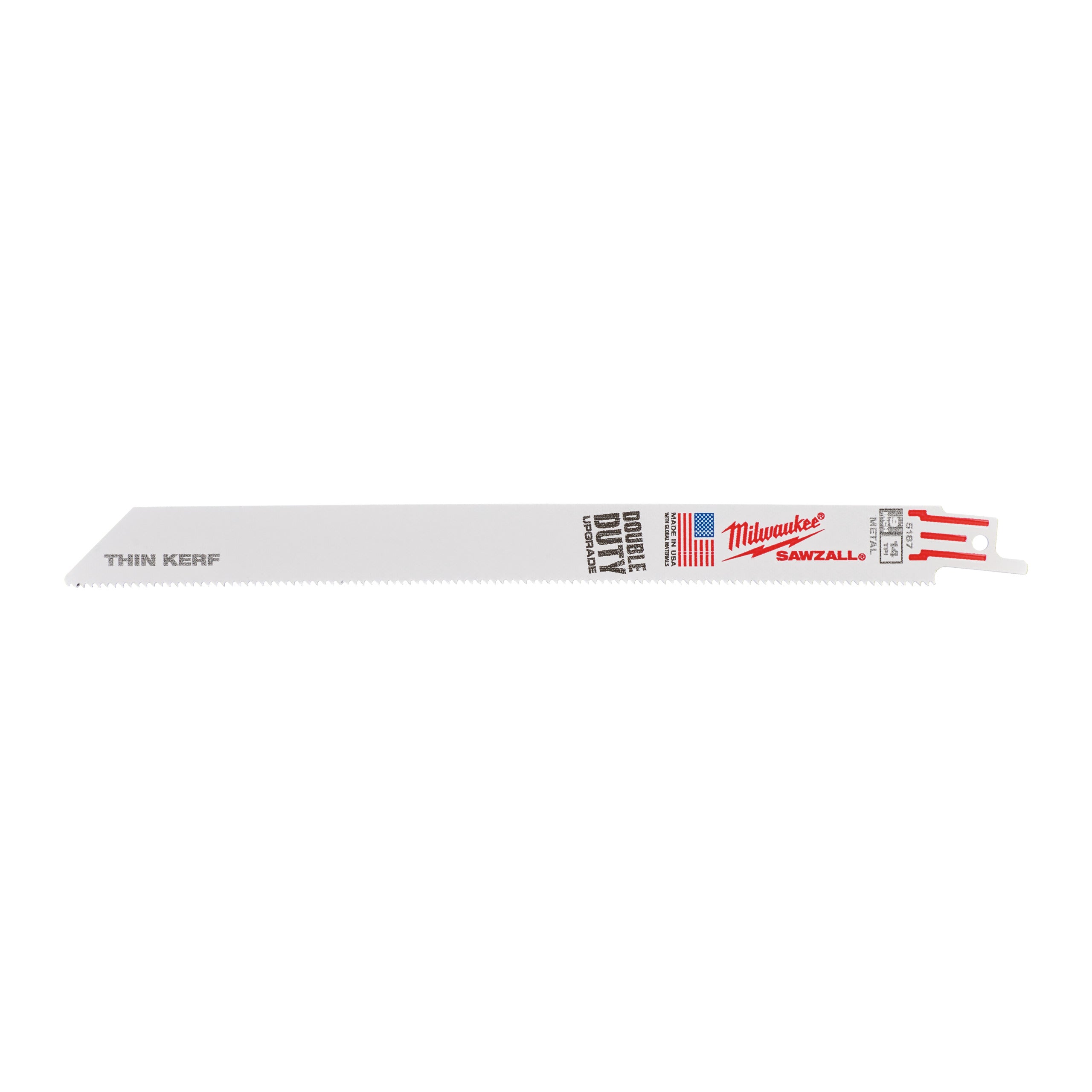 Pânză pentru fierăstrău sabie Sawzall Metal: Pânze THIN KERF Milwaukee 230mm x 14 Tpi, cod 48475187
