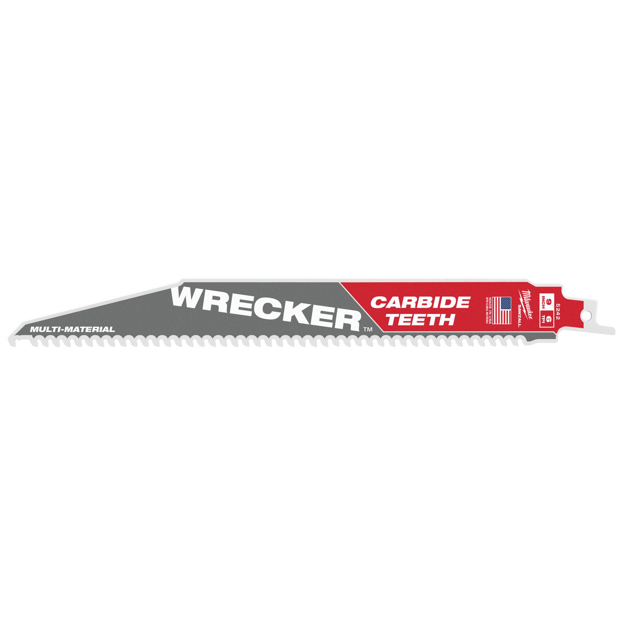 Pânză pentru fierăstrău sabie Sawzall Multimaterial Heavy Duty WRECKER™ cu dinți din carbură Milwaukee TCT WRECKER 230mm x 6 Tpi, cod 48475242