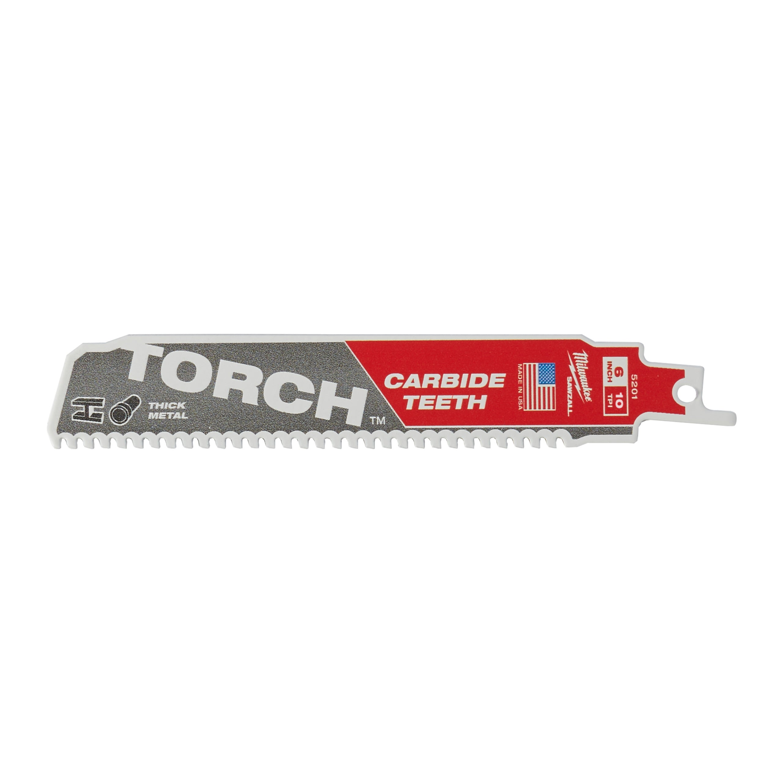 Pânză pentru fierăstrău sabie Sawzall Metal Heavy Duty TORCH™ cu dinți din carbură pentru lucrări de demolare Milwaukee TCT TORCH 150mm x 10 Tpi, cod 48475251