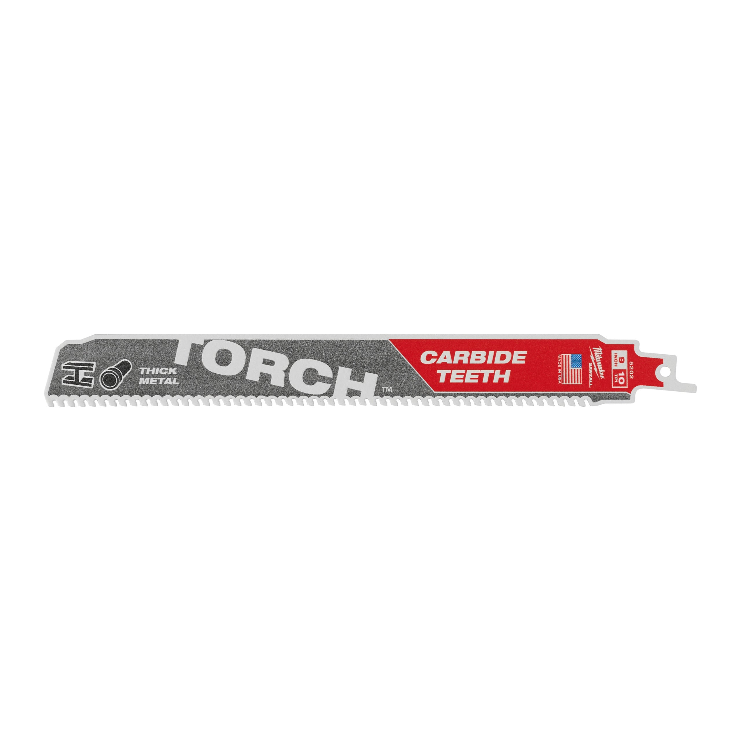 Pânză pentru fierăstrău sabie Sawzall Metal Heavy Duty TORCH™ cu dinți din carbură pentru lucrări de demolare Milwaukee TCT TORCH 230mm x 10 Tpi, cod 48475252