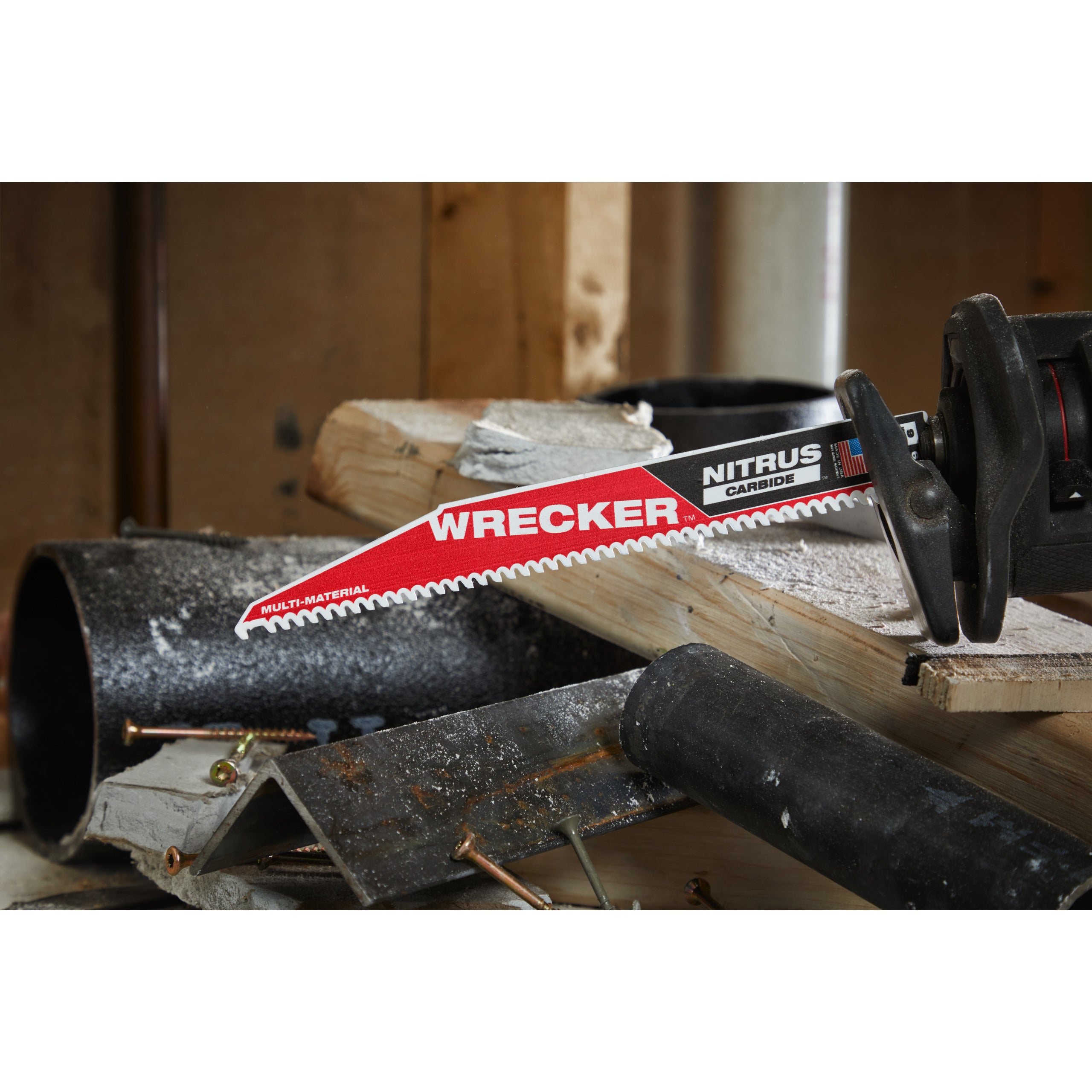 Pânză pentru fierăstrău sabie Sawzall Multi Material WRECKER™ cu NITRUS CARBIDE™ Milwaukee TCT WRECKER NITRUS 300mm x 6 Tpi, cod 48475273