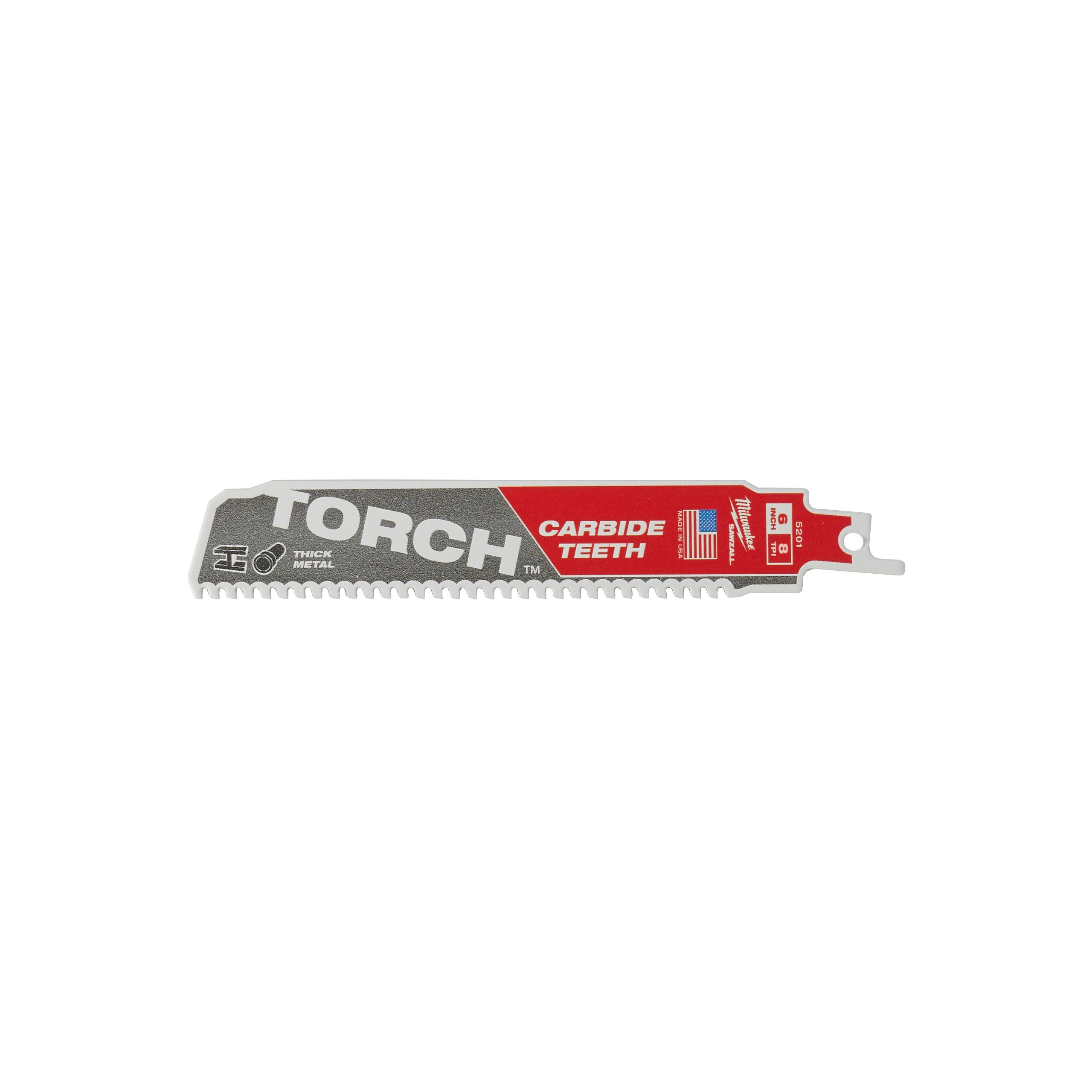 Pânză pentru fierăstrău sabie Sawzall Metal Heavy Duty TORCH™ cu dinți din carbură pentru lucrări de demolare Milwaukee TCT TORCH 150mm x 8 Tpi, cod 48475501