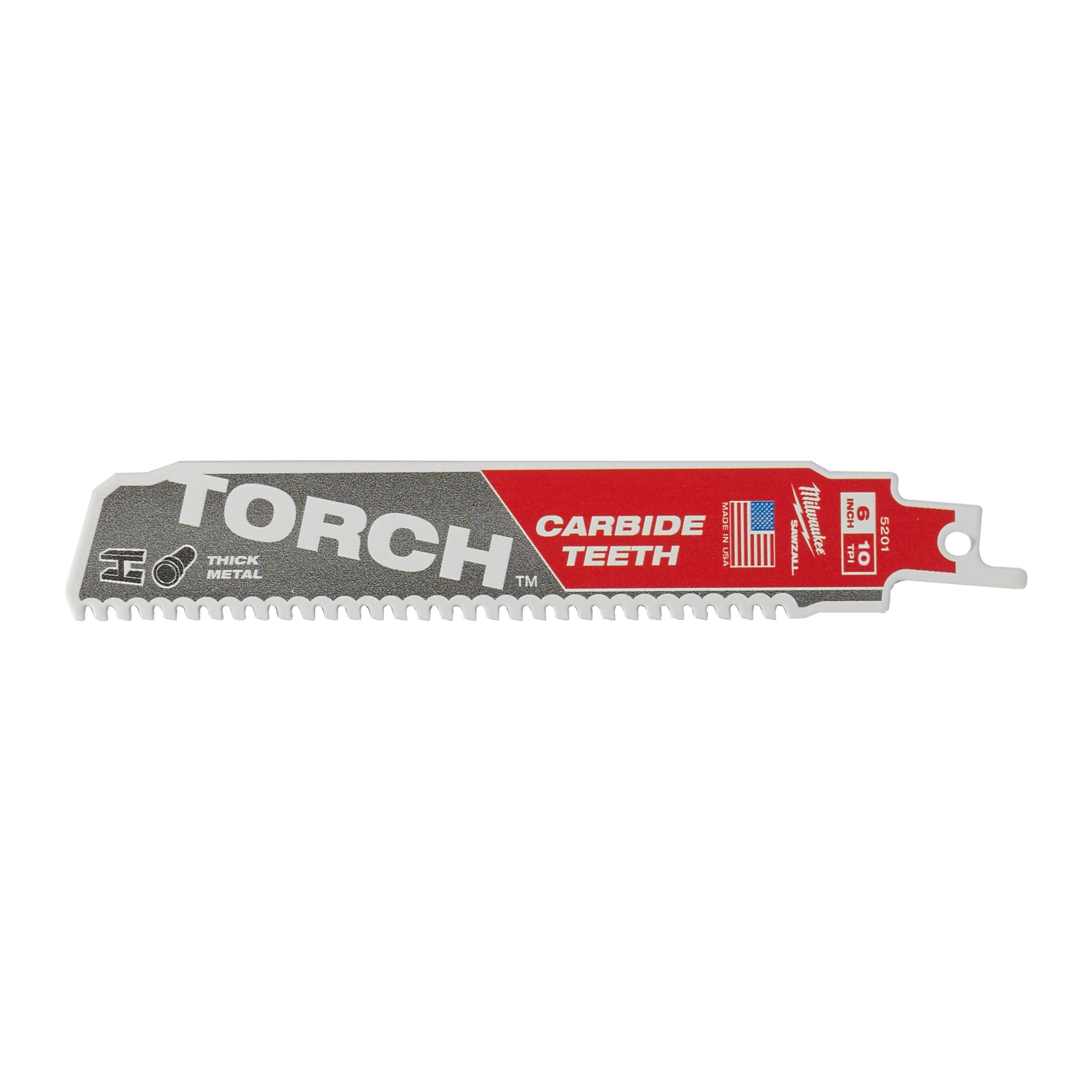 Pânză pentru fierăstrău sabie Sawzall Metal Heavy Duty TORCH™ cu dinți din carbură pentru lucrări de demolare Milwaukee TCT TORCH 150mm x 10 Tpi, cod 48475551