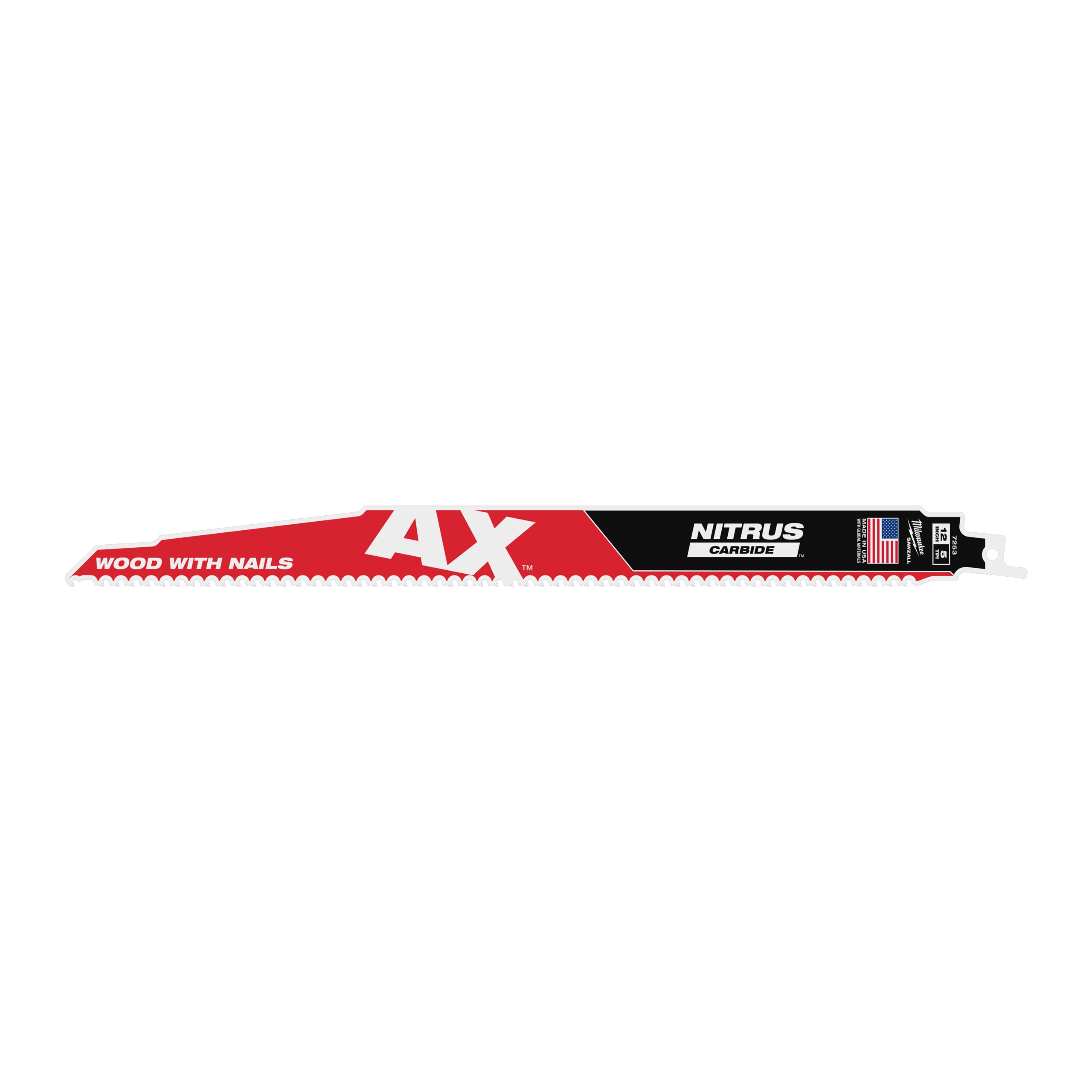 Pânză pentru fierăstrău sabie Sawzall Pânză AX™ cu dinți NITRUS CARBIDE™ - 300 mm - 1 buc. Milwaukee TCT AX NITRUS 300x5, cod 48477253