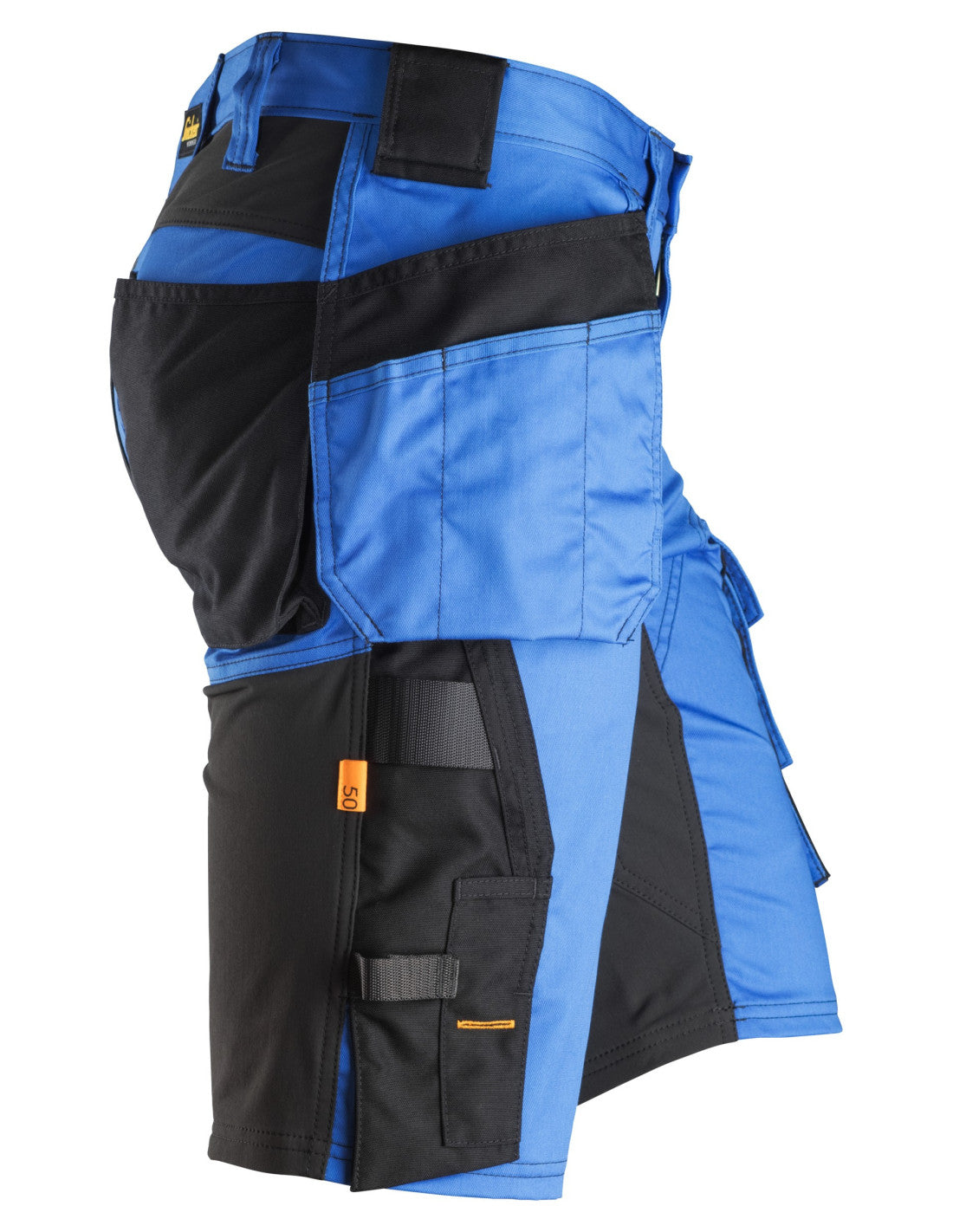 Pantaloni scurți de lucru, stretch, cu buzunare holster, Snickers Workwear, AllroundWork, 6141, True Blue/Black