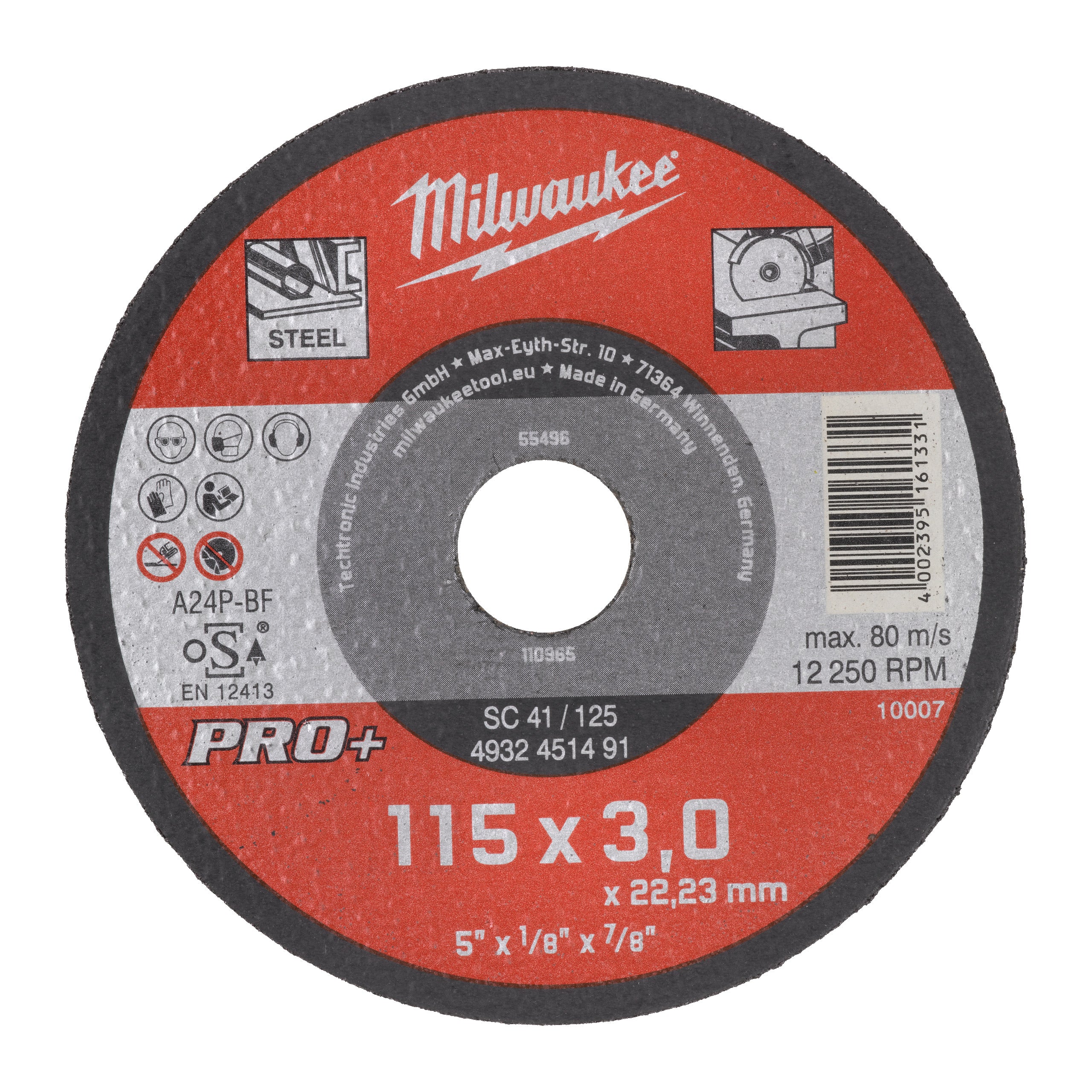 Discuri PRO+ pentru debitare metal Milwaukee SC 41 / 115 x 3 x 22 mm, cod 4932451491