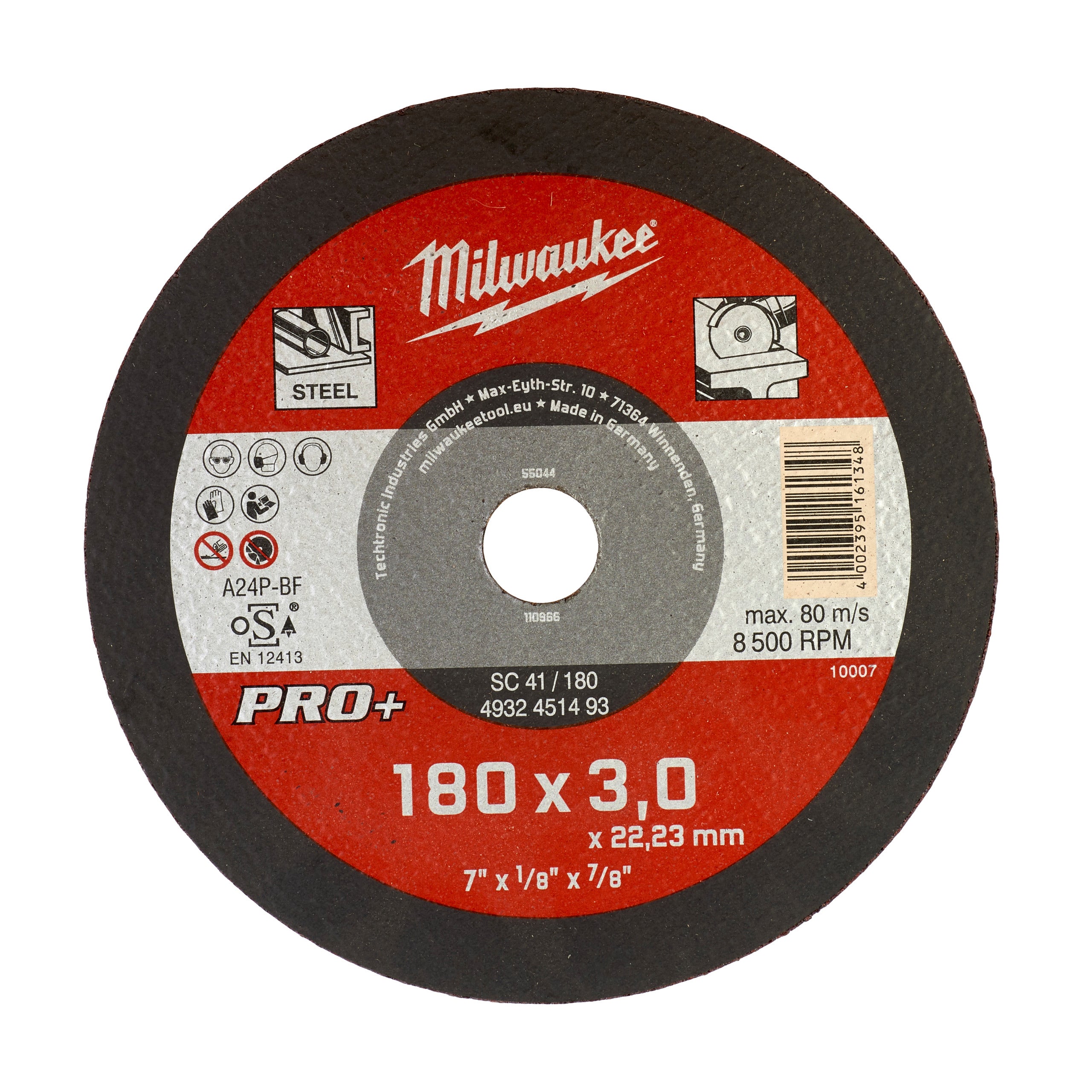 Discuri PRO+ pentru debitare metal Milwaukee SC 41 / 180 x 3 x 22 mm, cod 4932451493