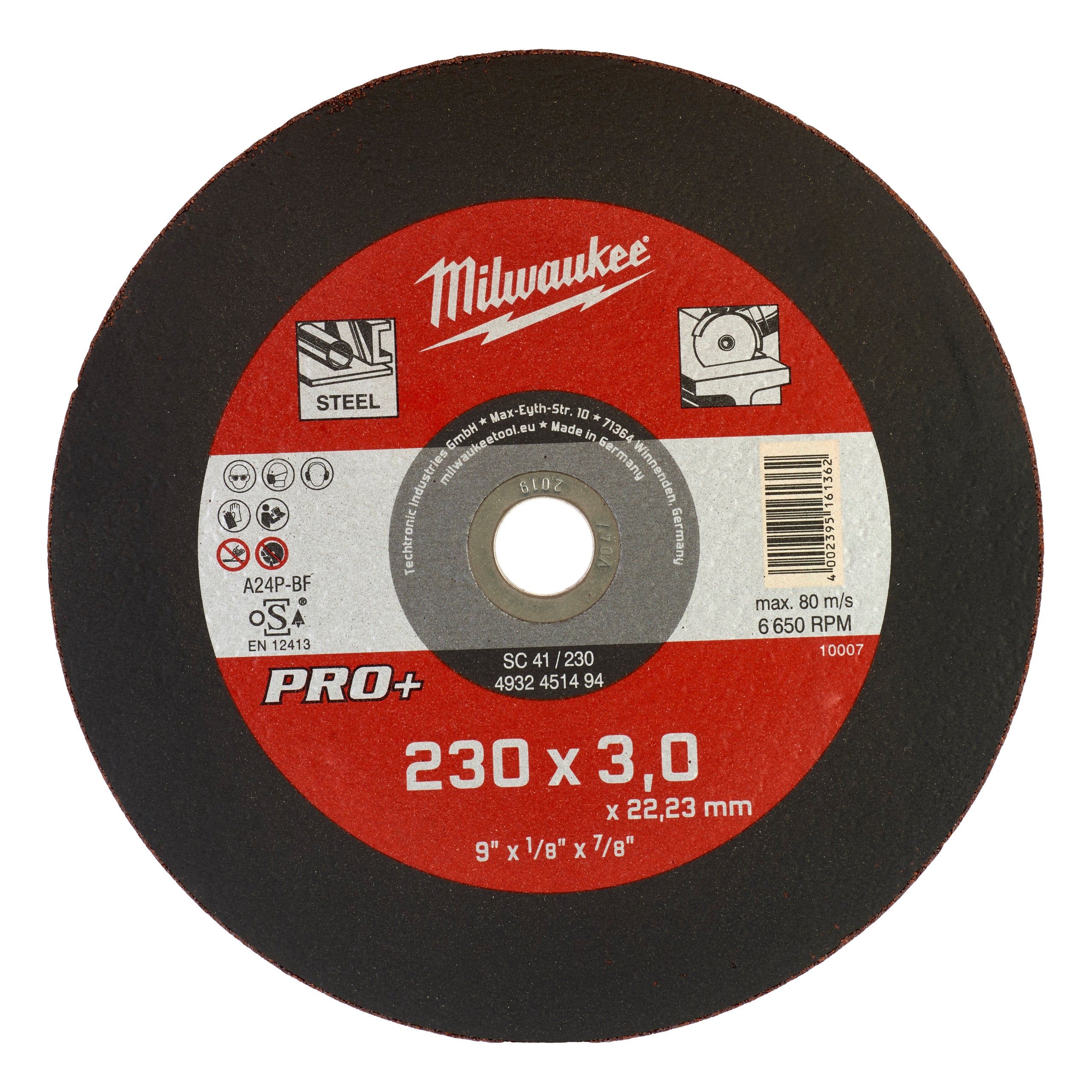 Discuri PRO+ pentru debitare metal Milwaukee SC 41 / 230 x 3 x 22 mm, cod 4932451494