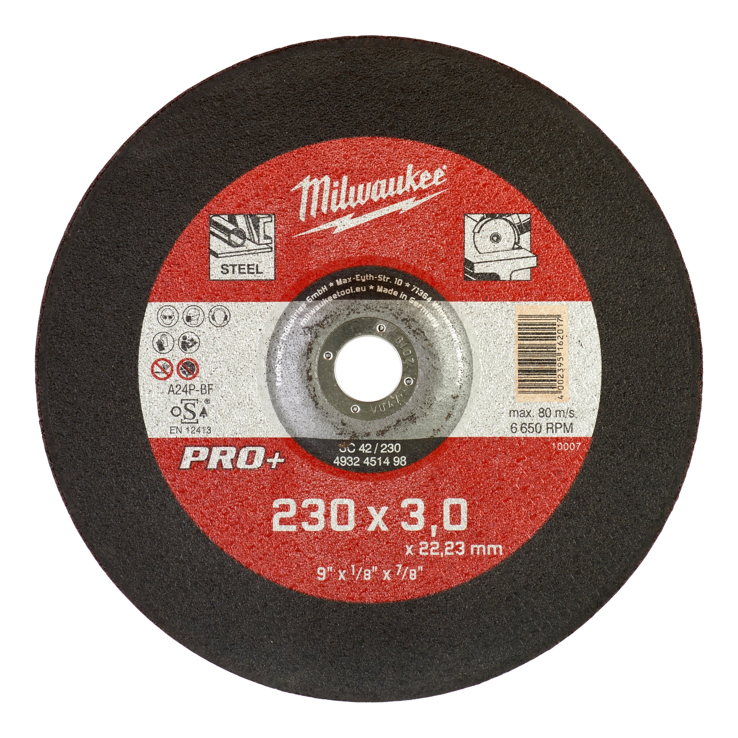 Discuri PRO+ pentru debitare metal Milwaukee SC 42 / 230 x 3 x 22 mm, cod 4932451498