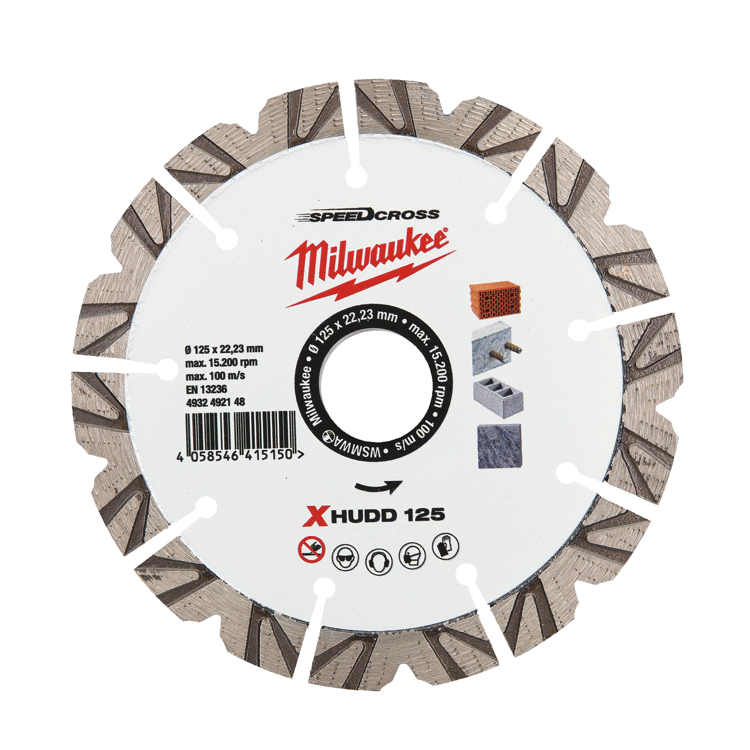 Disc diamantat pentru debitare Premium Speedcross XHUDD Milwaukee XHUDD 125 mm, cod 4932492148