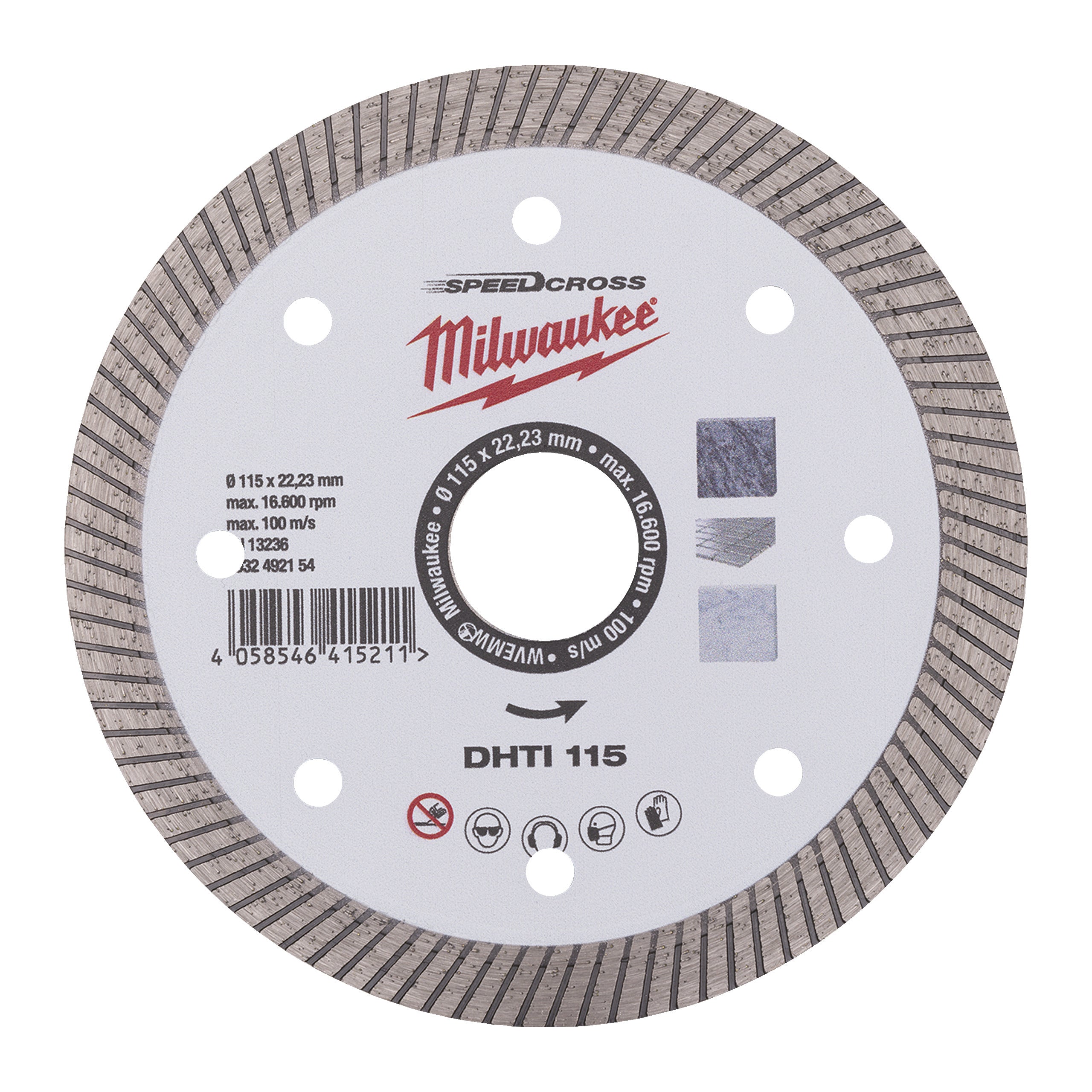 Disc diamantat pentru debitare Speedcross DHTi Milwaukee Speedcross DHTI 115 mm, cod 4932492154
