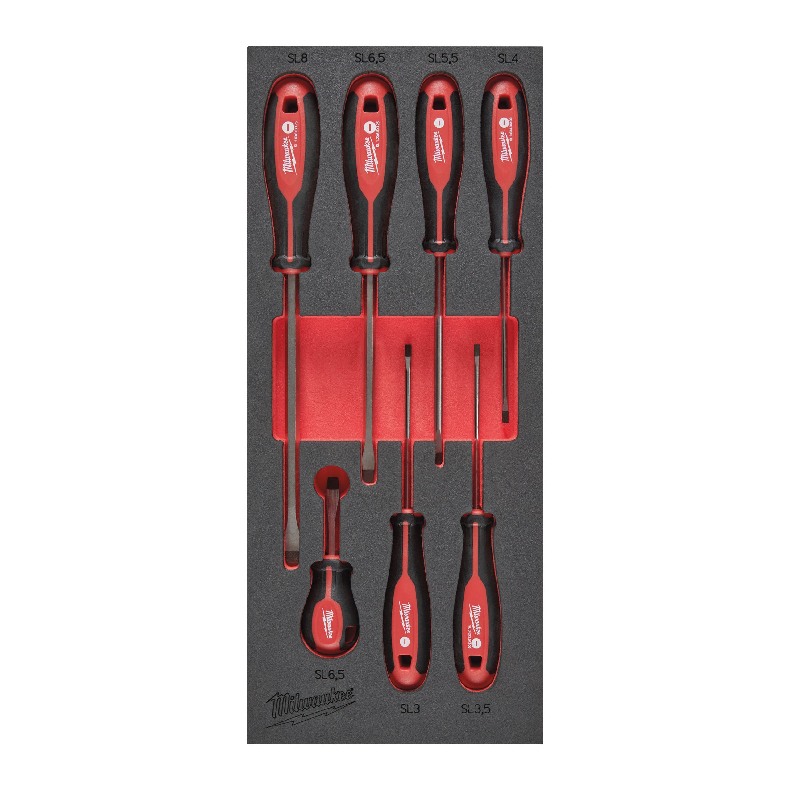 Inserție din spumă pentru dulap metalic TOOLGUARD™ Seturi inserție spumă șurubelnițe Tri-Lobe Milwaukee Screwdriver SL Set Foam Insert, cod 4932492395