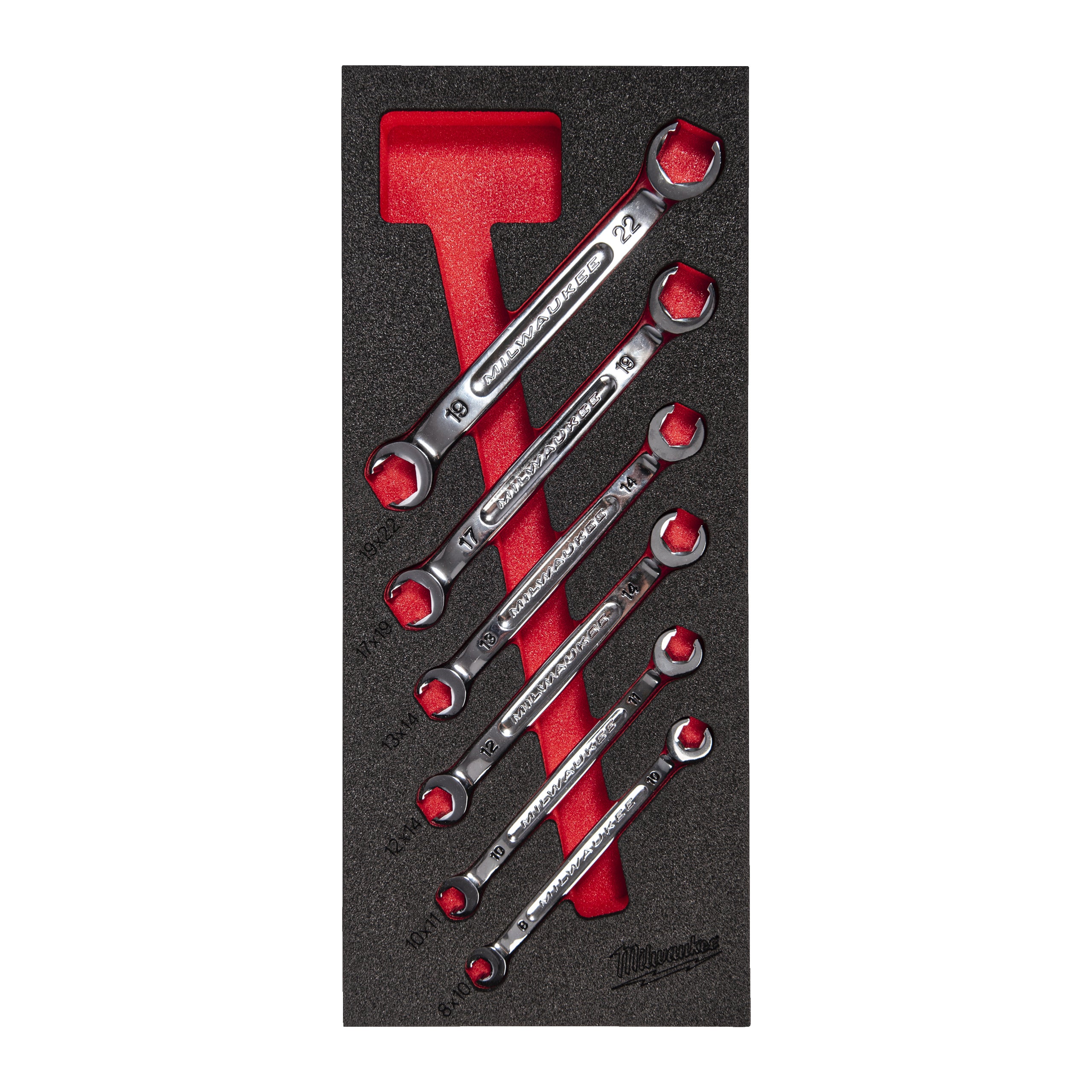 Inserție spumă chei combinate Milwaukee 6 pc Flare Nut Spanner Foam Insert Set, cod 4932493628
