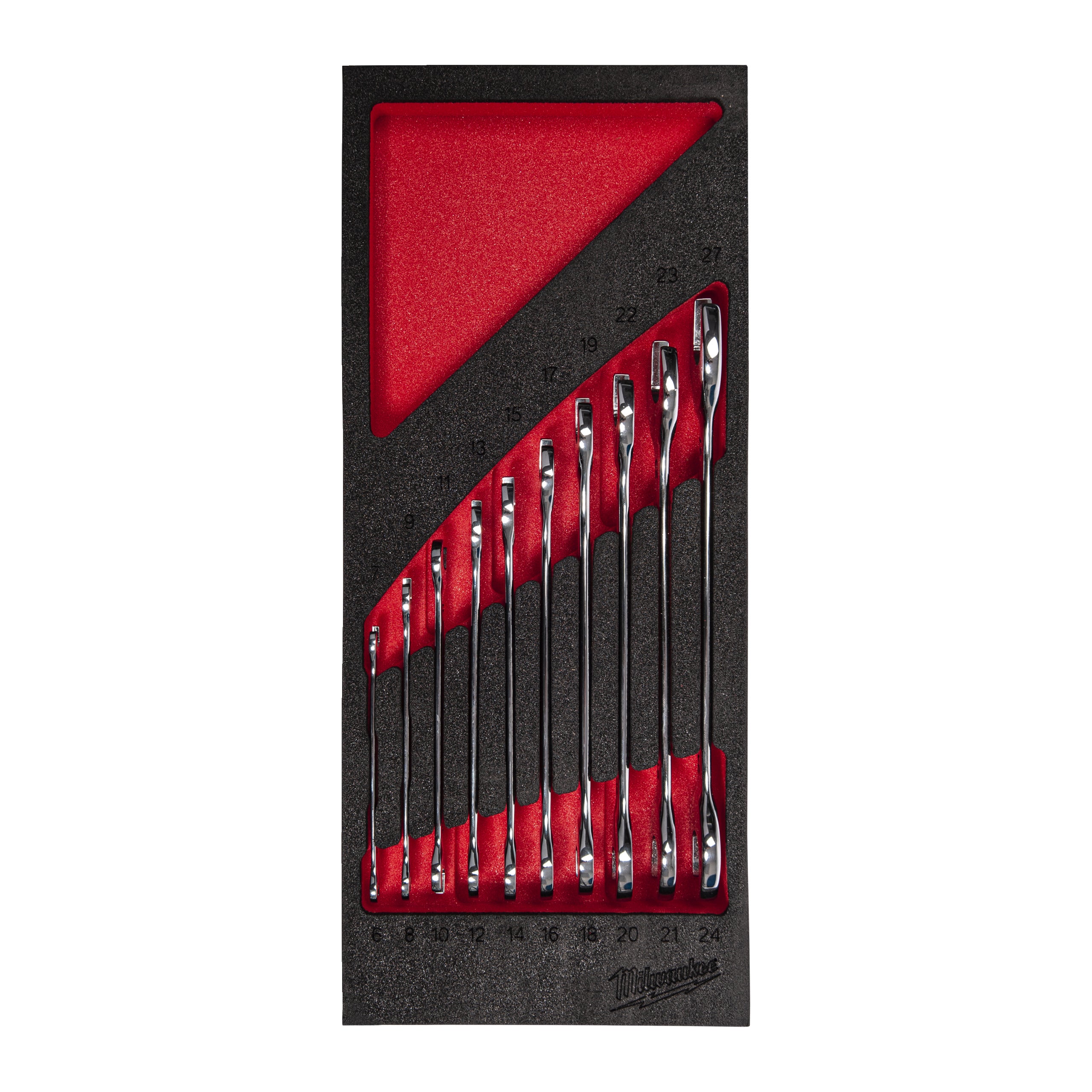 Inserție din spumă pentru dulap metalic TOOLGUARD™ chei fixe duble Milwaukee 10 pc Double Open End Spanner Foam Insert Set, cod 4932493629