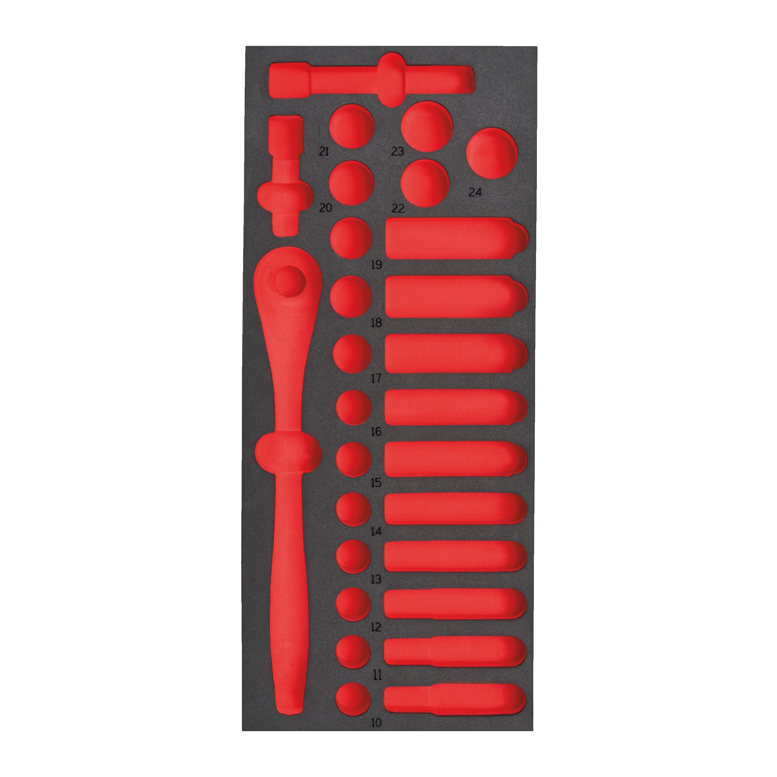 Inserție spumă goală pentru dulapul metalic Milwaukee Empty 28 pc 1/2" Ratchet and Socket Set Foam Insert, cod 4932493664
