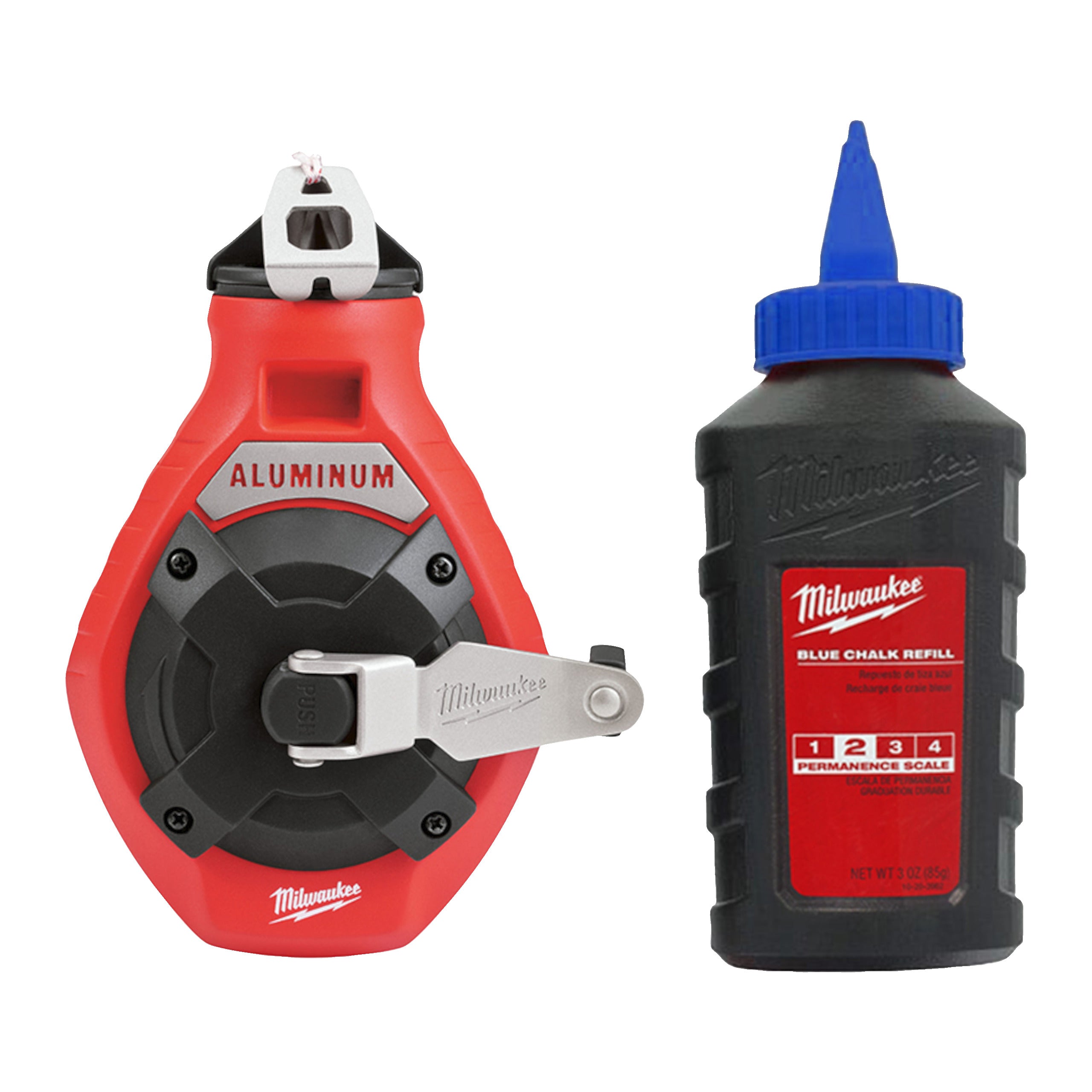 Trasor cu sfoară Fine Line Milwaukee Fine Line Chalk Reel & Blue Chalk Refill, cod 4932493814