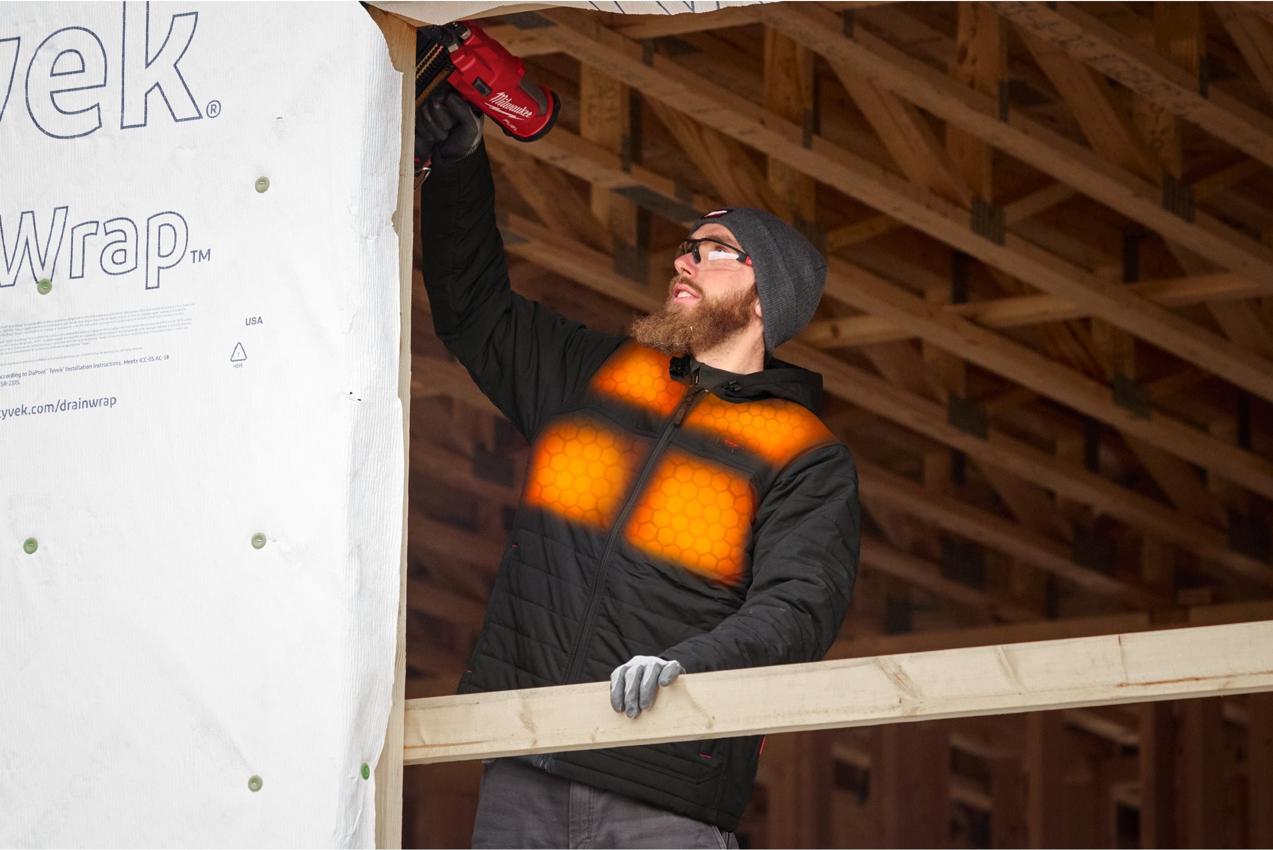 Jachetă încălzită tip puffer Milwaukee M12 HPJBL3-0, HEXON HEAT TECHNOLOGY™, neagră