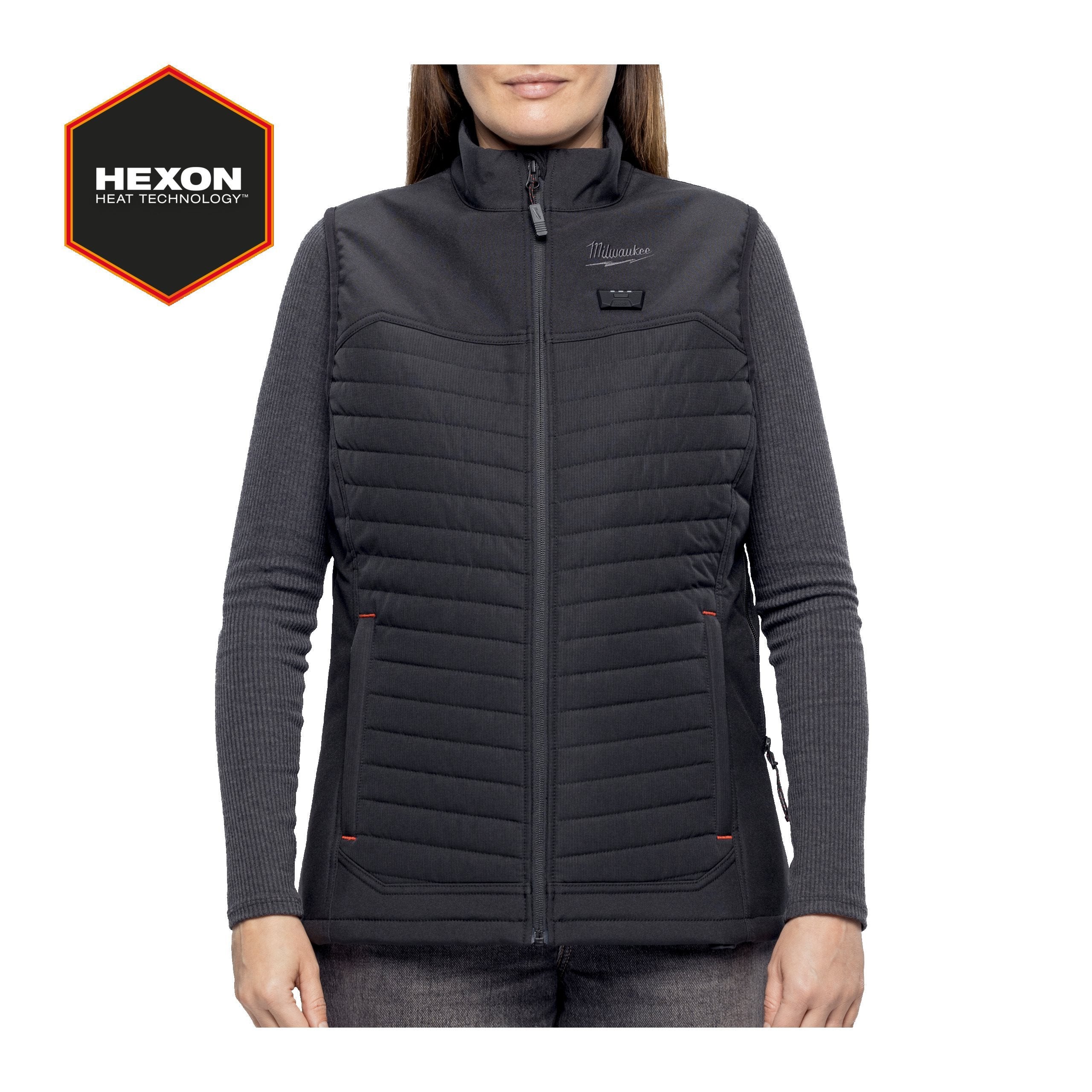 Vestă încălzită tip puffer hibrid Milwaukee M12 HPVLBL3-0, HEXON HEAT TECHNOLOGY™, neagră, damă