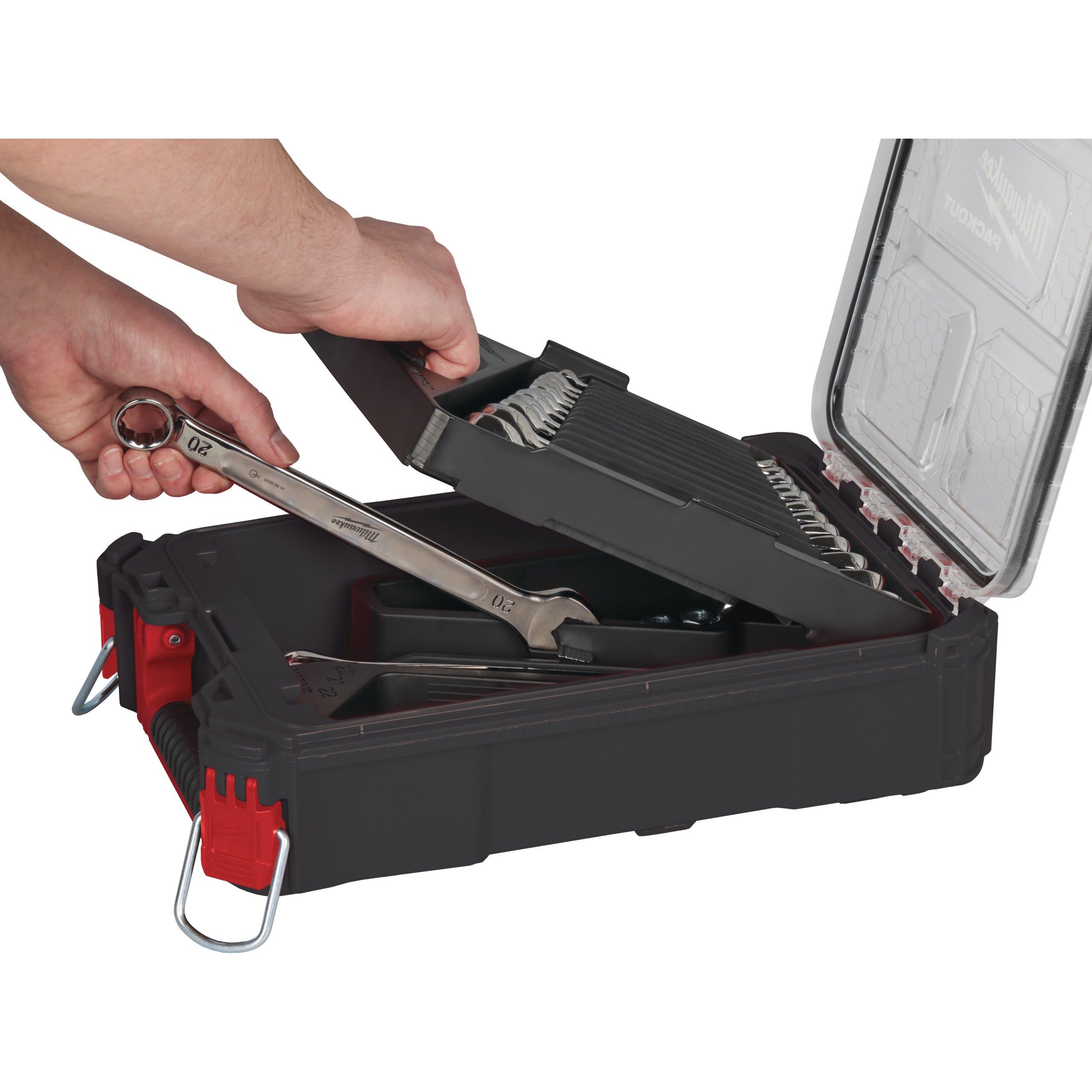 Cheie combinată Set 15 buc. chei combinate MAX BITE™ în organizator compact PACKOUT™ Milwaukee 15 pc MAXBITE combination spanner set with Packout, cod 4932498141