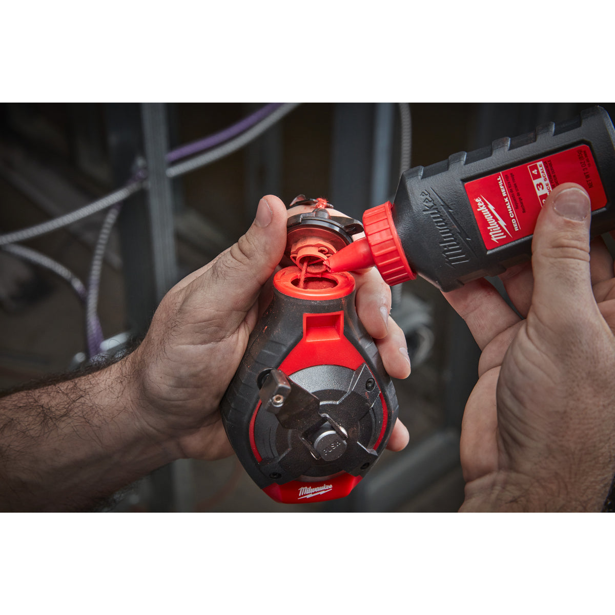 Trasor cu sfoară Bold Line Milwaukee Bold Line Chalk Reel & Red Chalk Refill, cod 4932498391