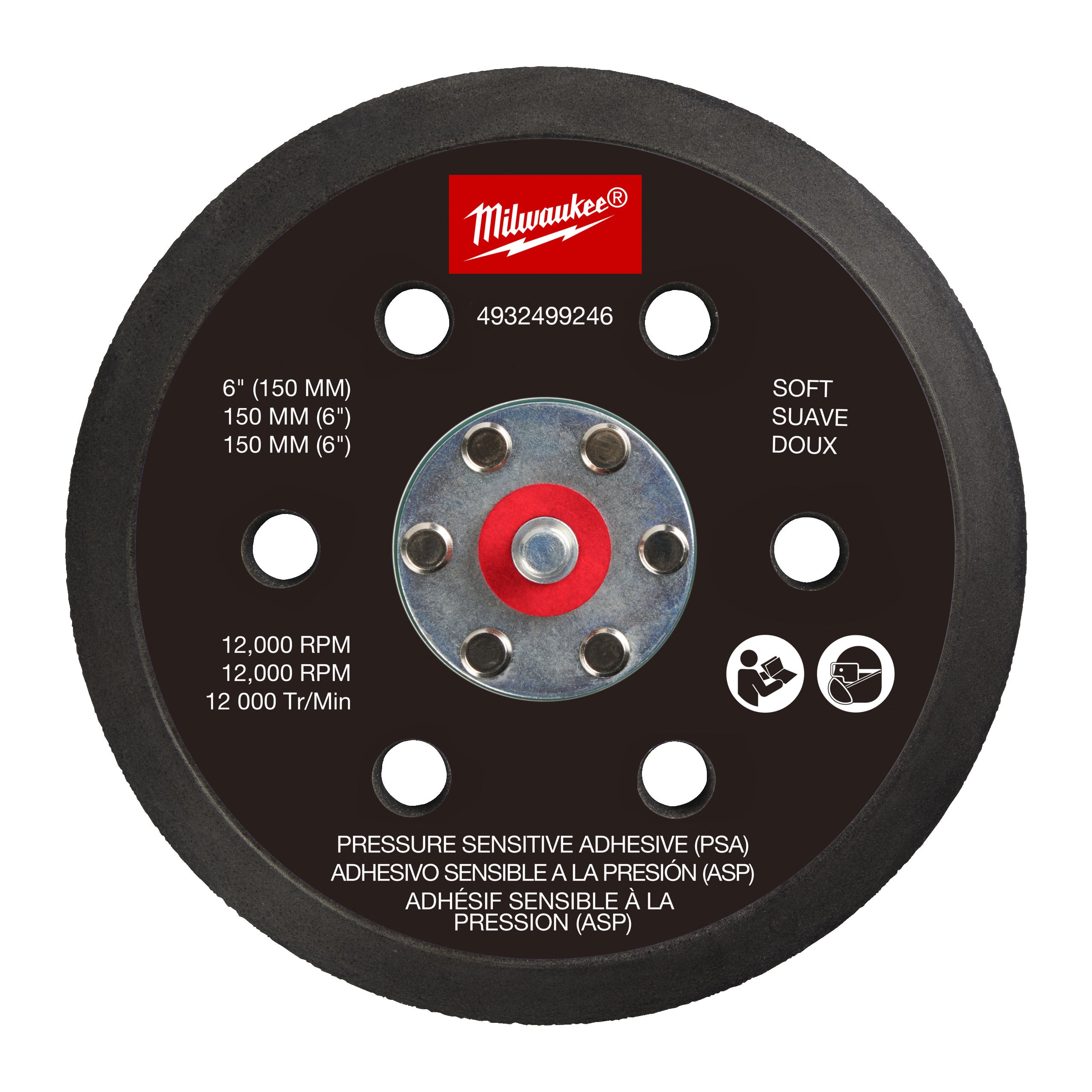 Atașament de șlefuire pentru șlefuitor orbital Milwaukee FROSBPSP150 FUEL™ 150 mm - moale și PSA, cod 4932499246