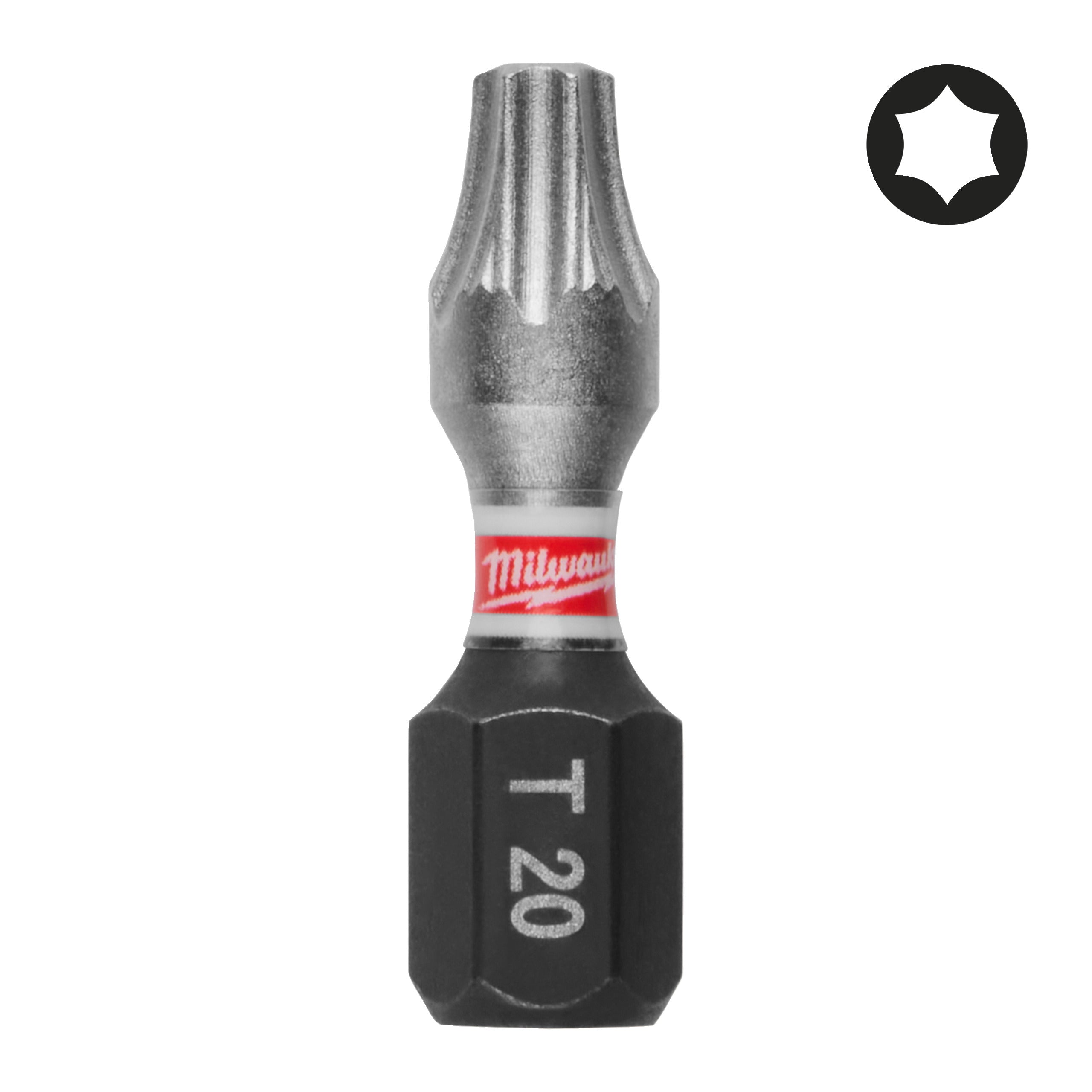 Set biți și chei tubulare Shockwave Biți TX pentru șurubelnițe SHOCKWAVE™ IMPACT DUTY Milwaukee S/Bit ShW TX20 25mm, cod 4932500363