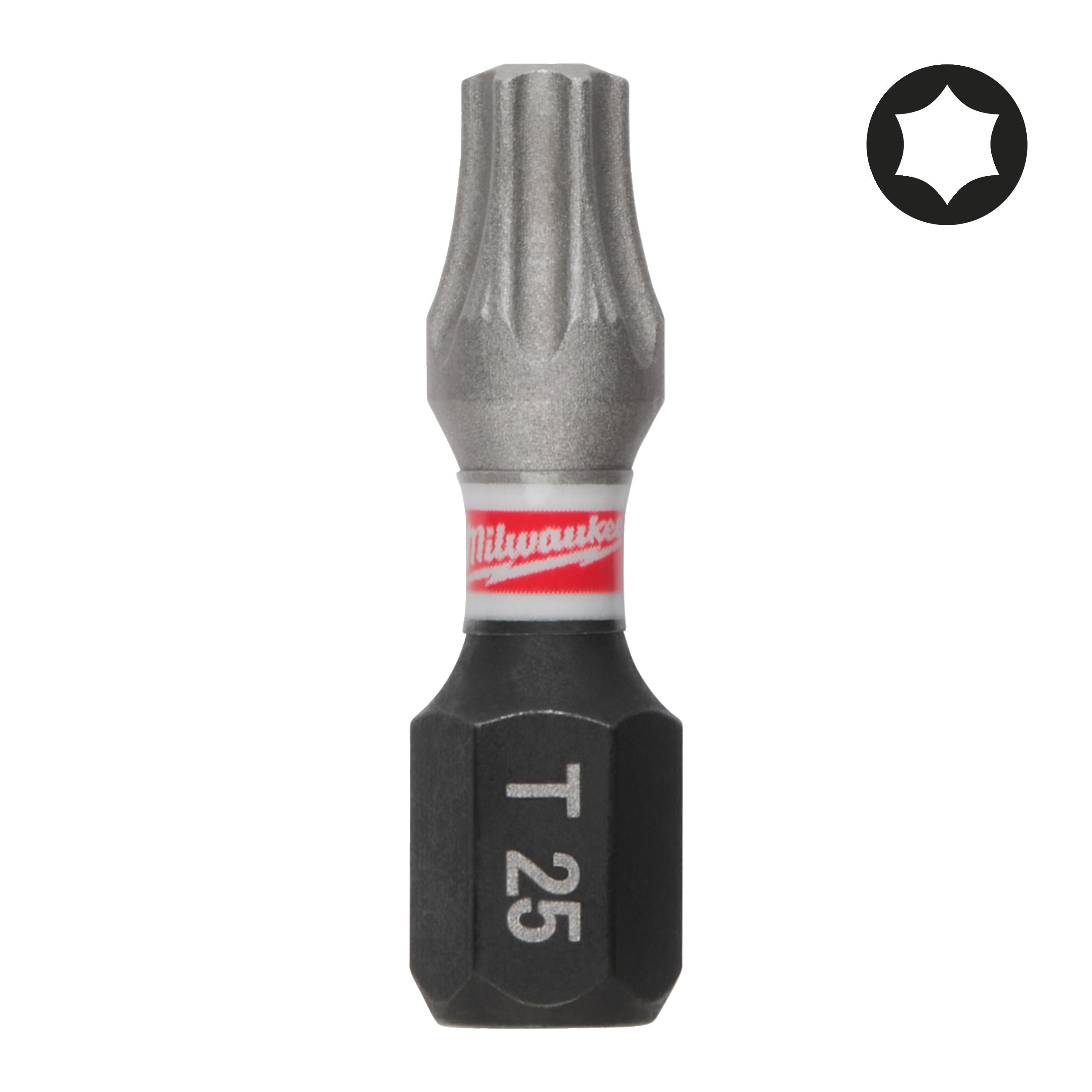 Set biți și chei tubulare Shockwave Biți TX pentru șurubelnițe SHOCKWAVE™ IMPACT DUTY Milwaukee S/Bit ShW TX25 25mm, cod 4932500364