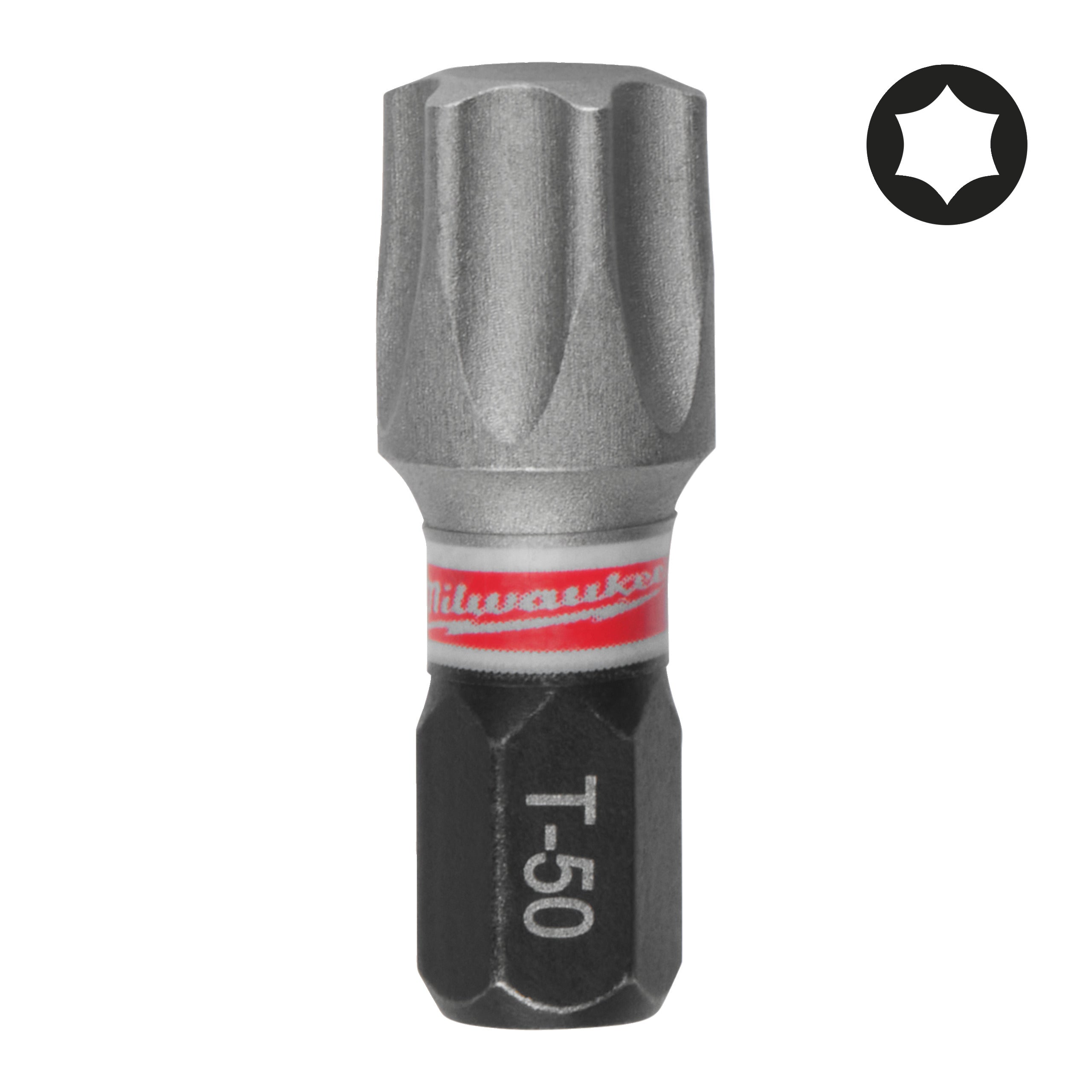 Set biți și chei tubulare Shockwave Biți TX pentru șurubelnițe SHOCKWAVE™ IMPACT DUTY Milwaukee S/Bit ShW TX50 25mm, cod 4932500368