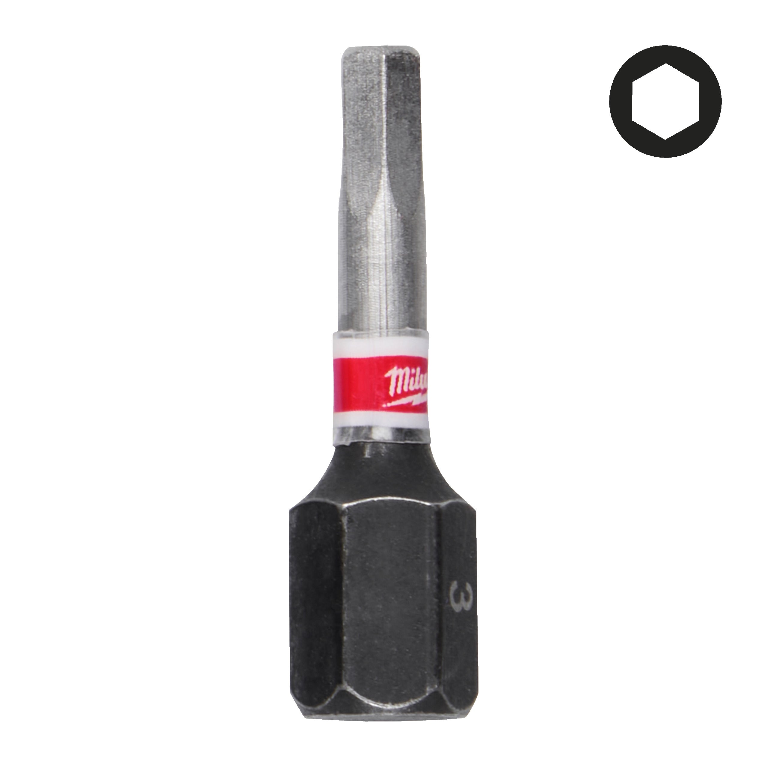 Set biți și chei tubulare Shockwave Biți Hex pentru șurubelnițe SHOCKWAVE™ IMPACT DUTY Milwaukee S/Bit ShW HEX3 25mm, cod 4932500379