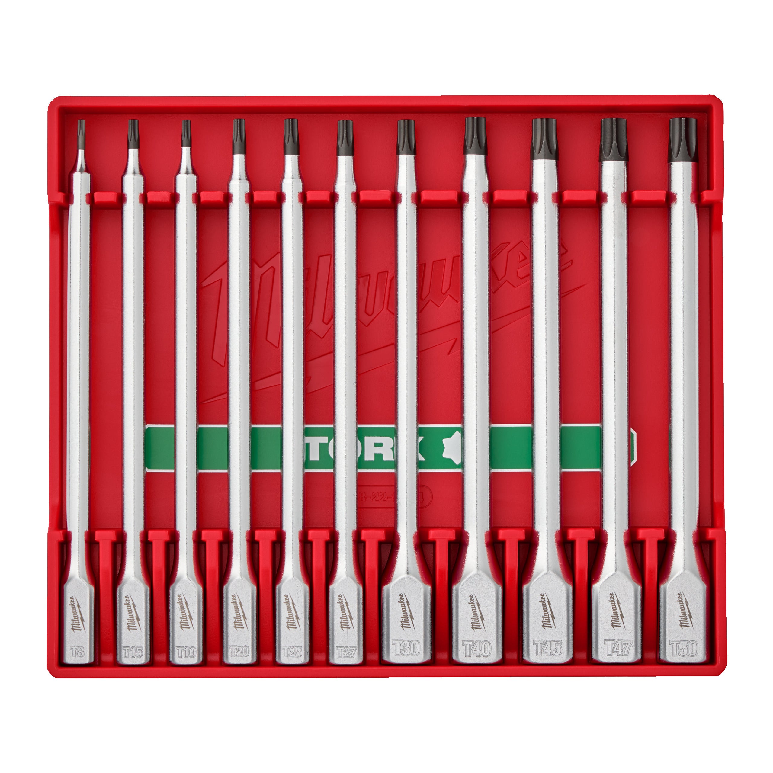 Set tubulare lungă cu bit ¼″ și ⅜″ TX Milwaukee 11 pc 1/4'' and 3/8'' Drive Torx Long Bit Socket Set, cod 4932500431